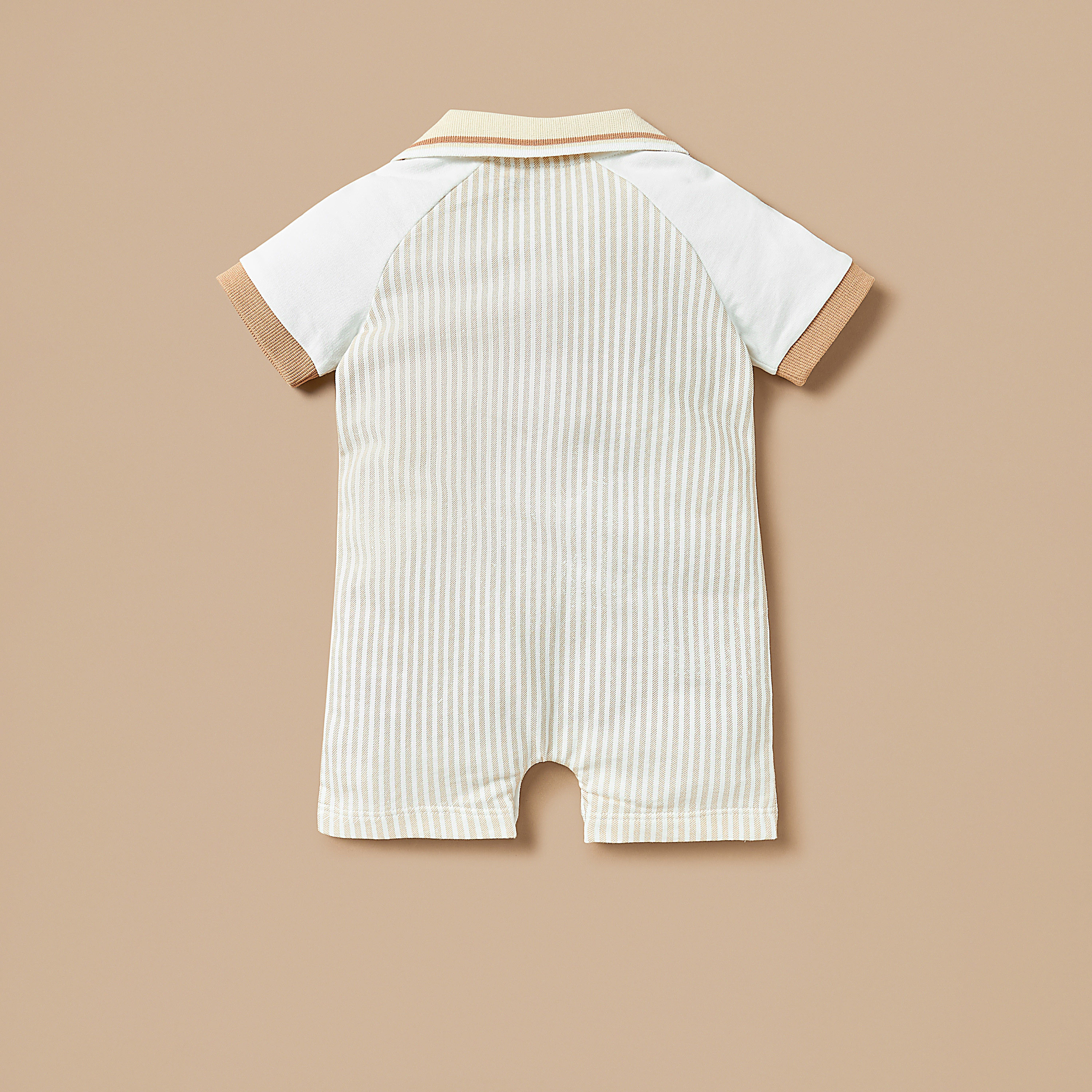 Juniors Striped Romper with Raglan Short Sleeves-baby-boys-clothing-rompers-image-2