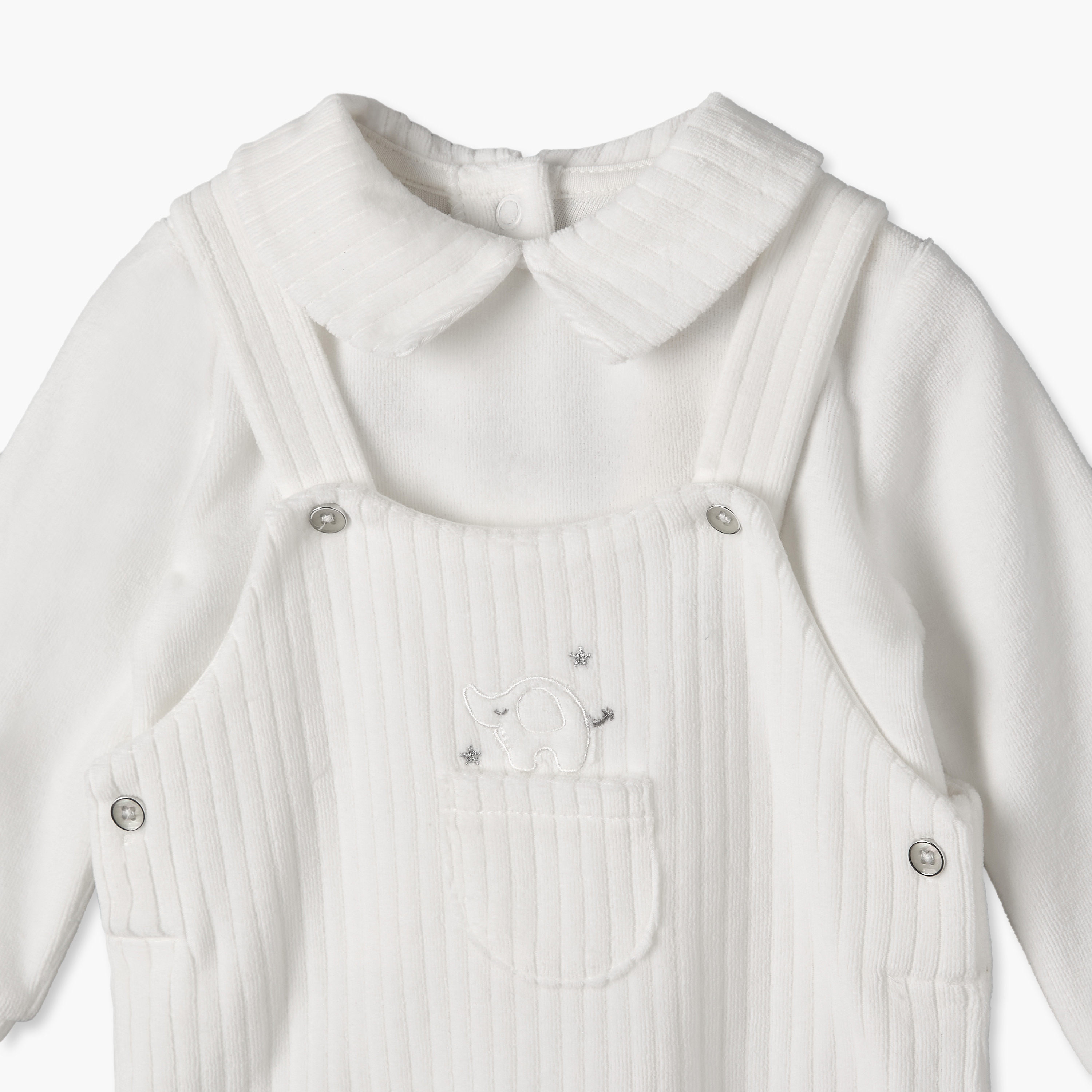 Giggles Collared Long Sleeves T-shirt and Dungaree Set with Snap Button Closure-baby-boys-clothing-winterwear-setsandcoords-image-6