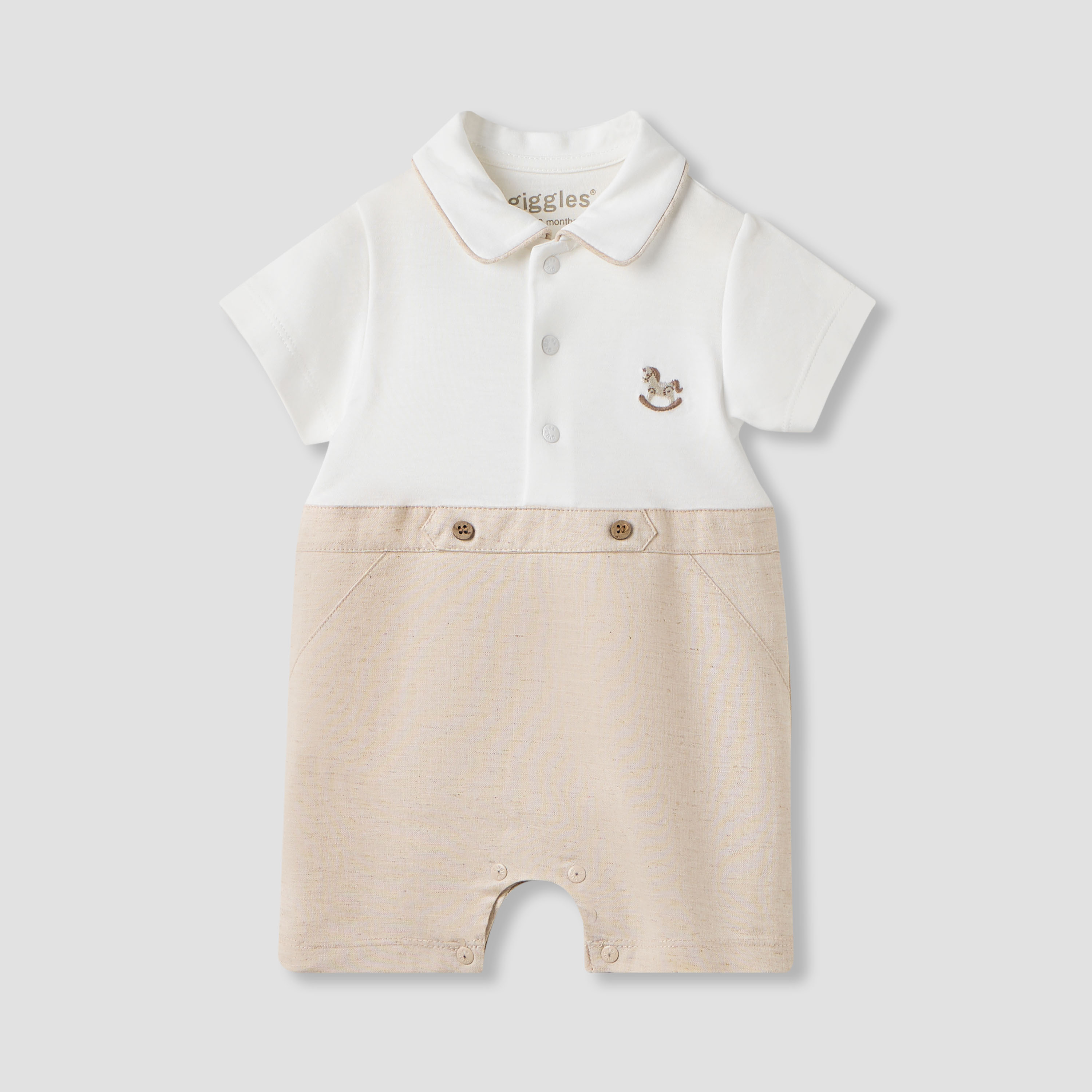 Giggles Rocking Horse Embroidered Collared Romper with Short Sleeves-baby-boys-clothing-rompers-image-1