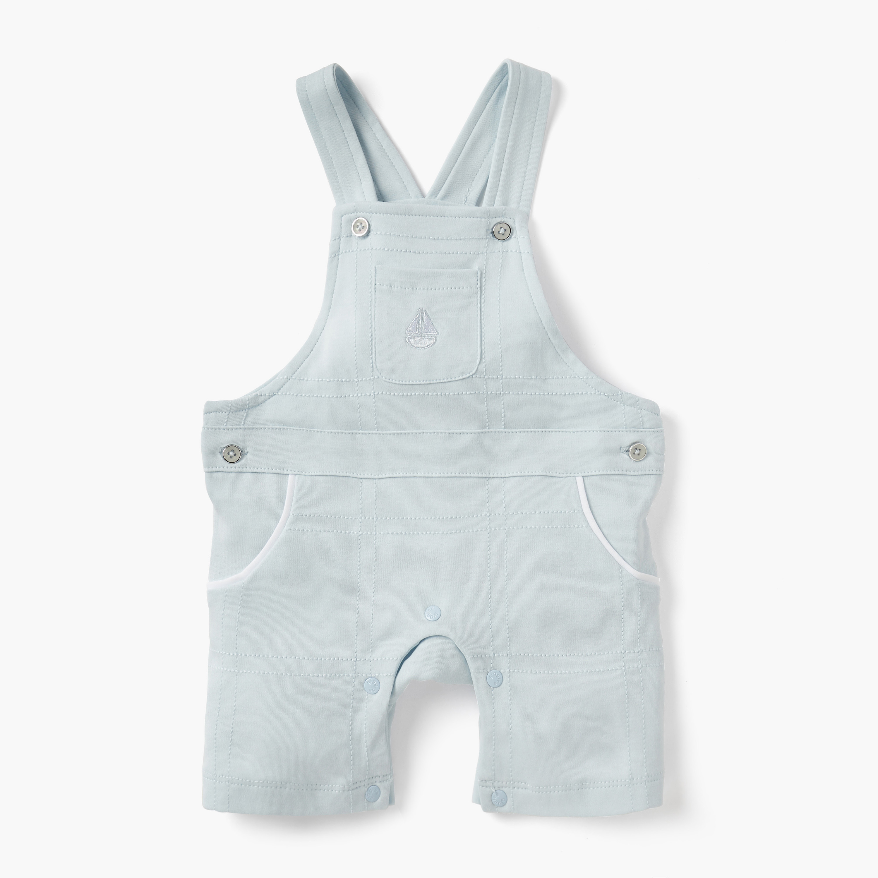 Giggles Sail Boat Embroidered Dungaree and T-shirt Set-baby-boys-clothing-rompers-image-3