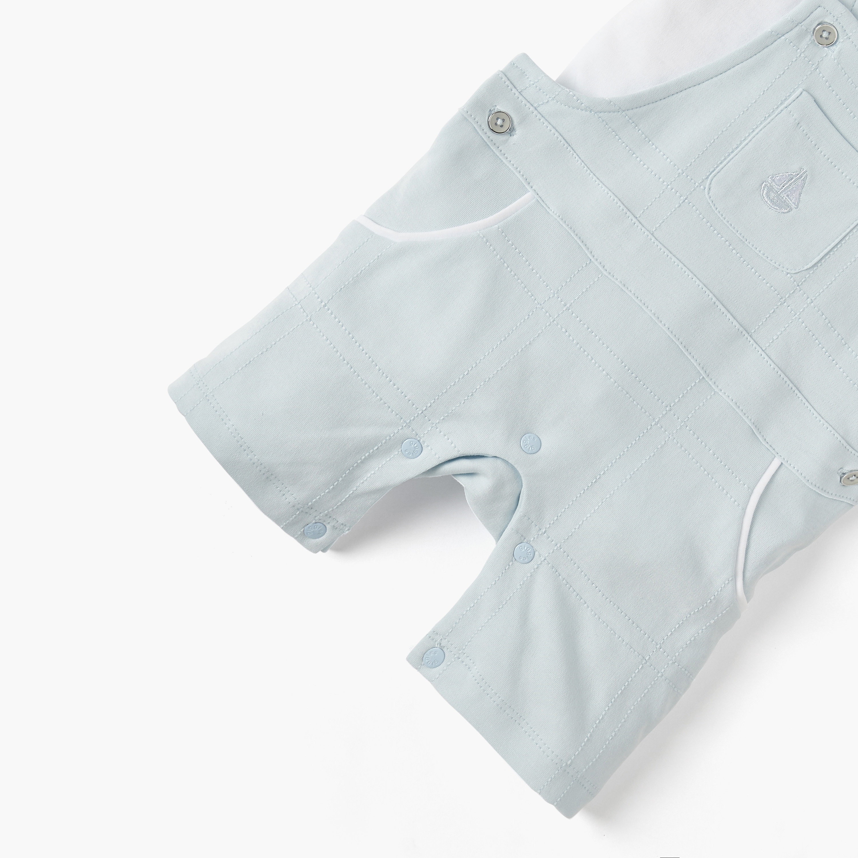 Giggles Sail Boat Embroidered Dungaree and T-shirt Set-baby-boys-clothing-rompers-image-5