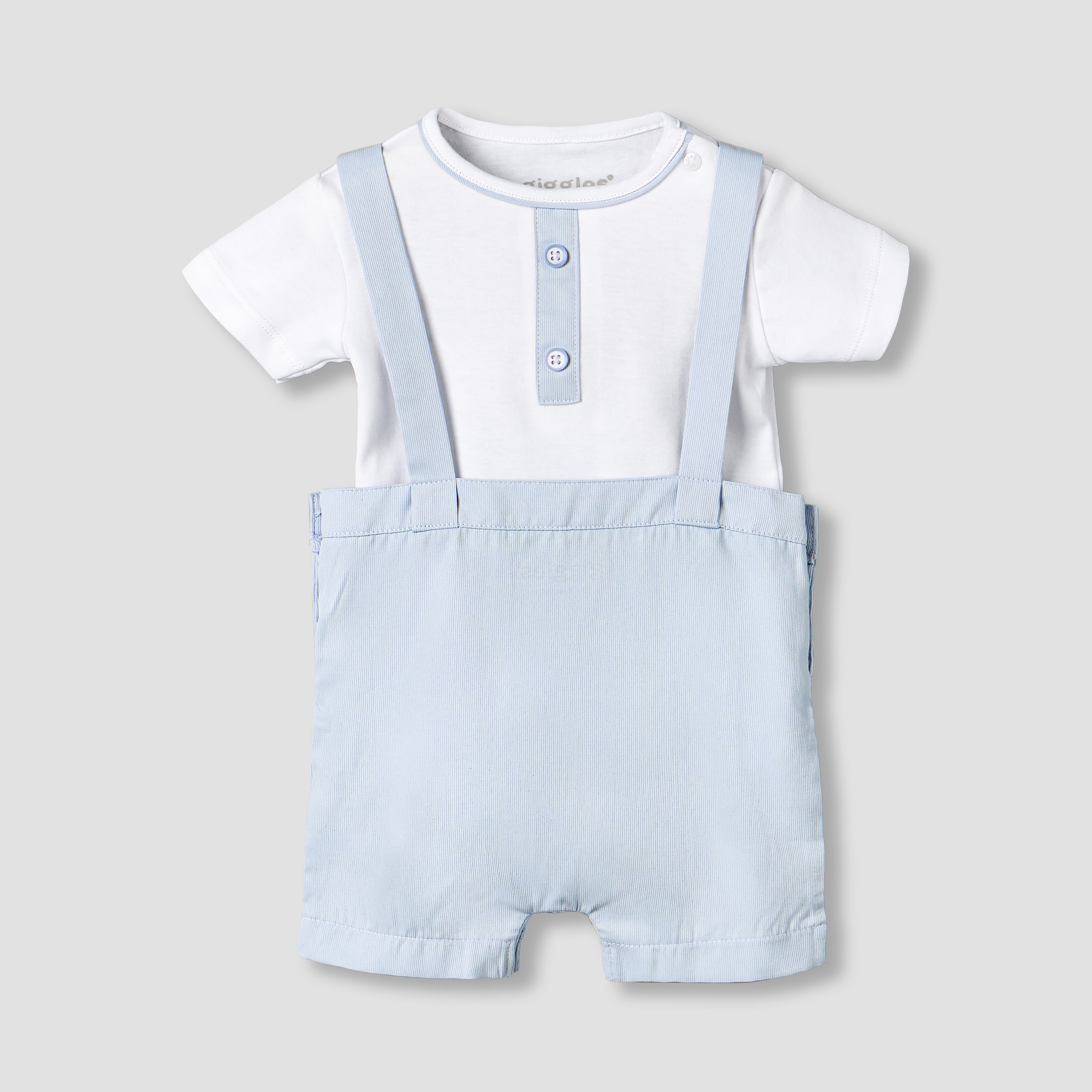 Giggles Crew Neck Short Sleeves T-shirts and Dungaree Set with Stripes-baby-boys-clothing-setsandcoords-image-1