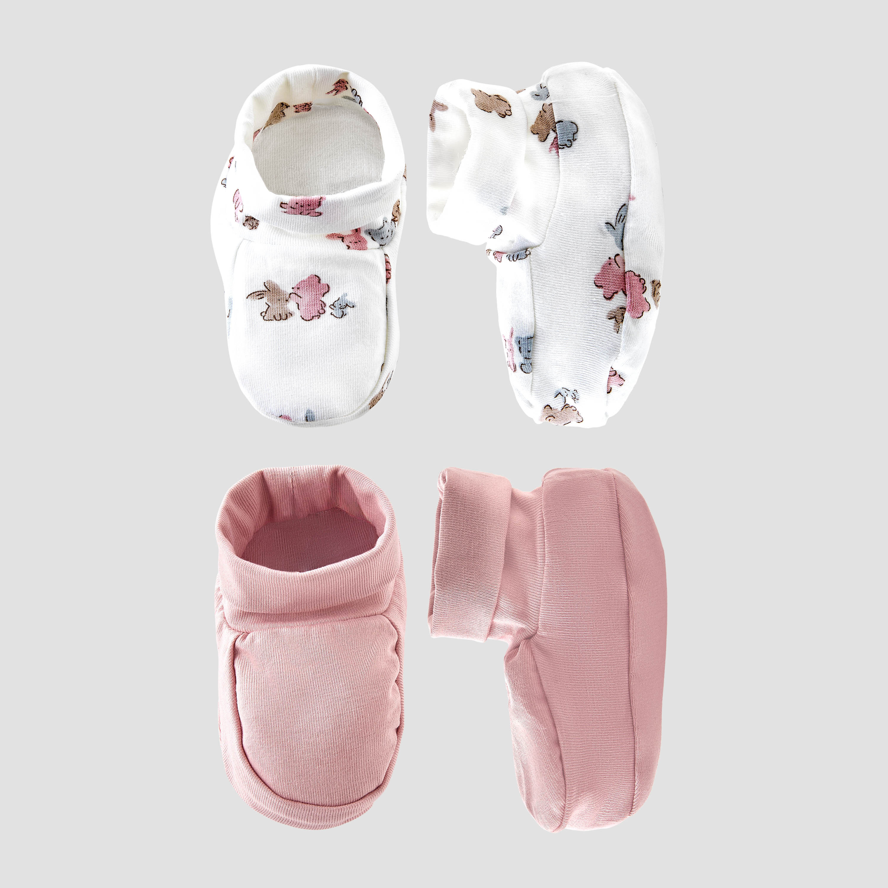 Pack of 2 Juniors Booties with Cuffed Hem, Assorted Print-baby-girls-shoes-booties-image-1