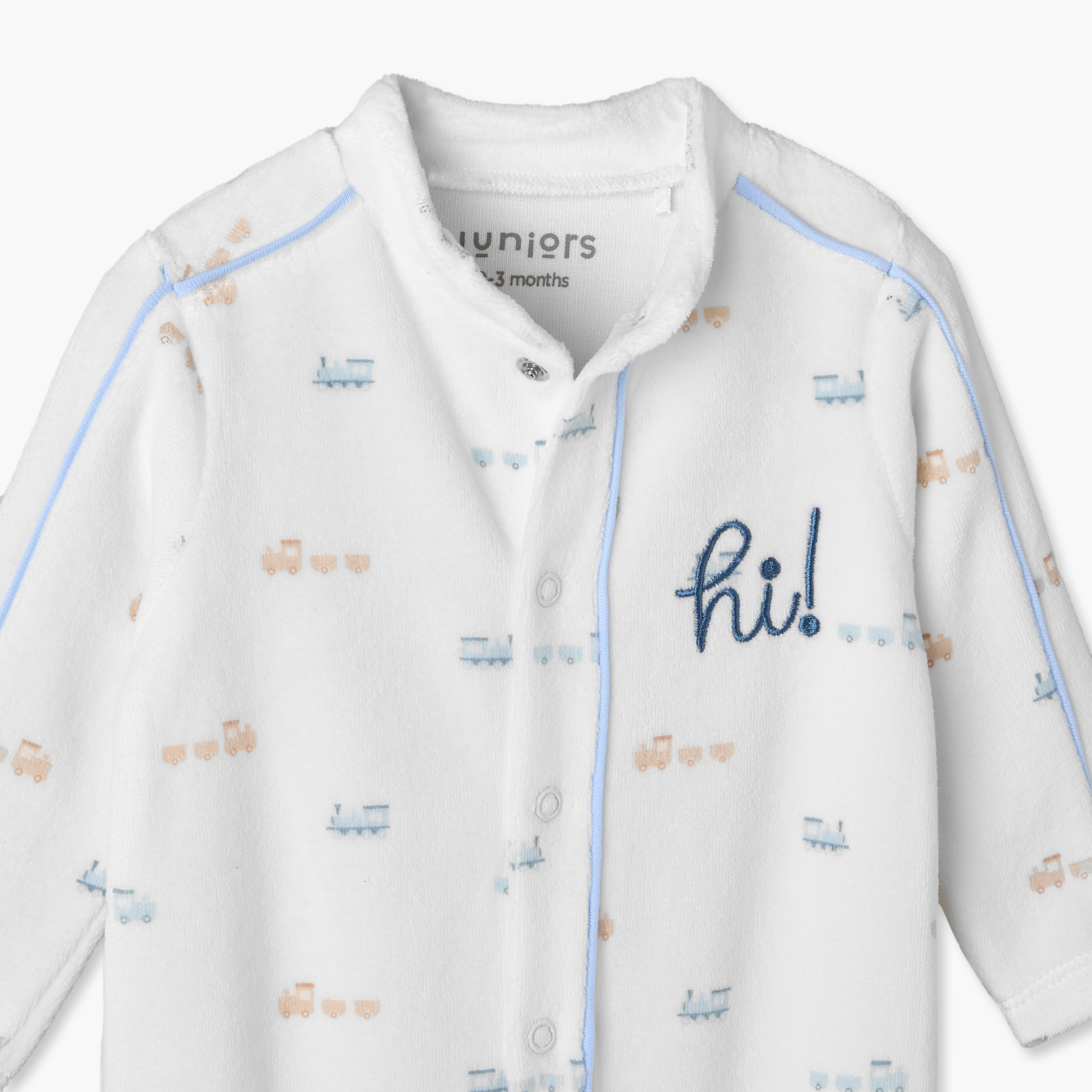 Juniors Mandarin Collar Long Sleeves Sleepsuit with Snap Button Closure-baby-boys-clothing-nightwear-sleepsuits-image-3