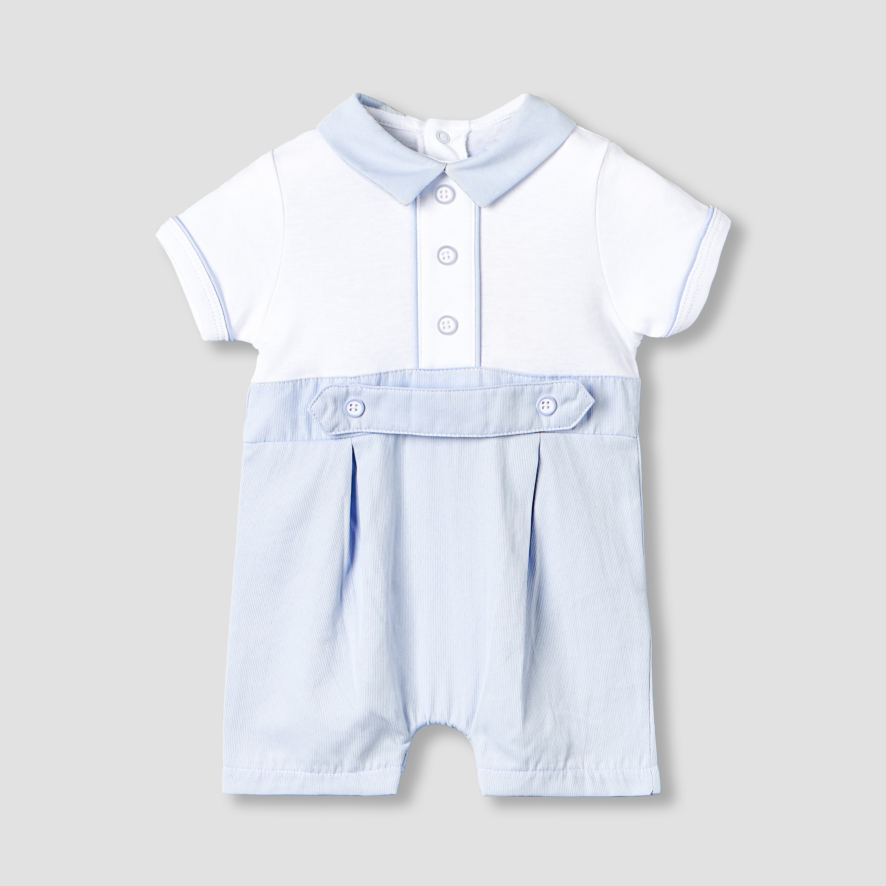 Giggles Collared Short Sleeves Romper with Panelled Design-baby-boys-clothing-rompers-image-1