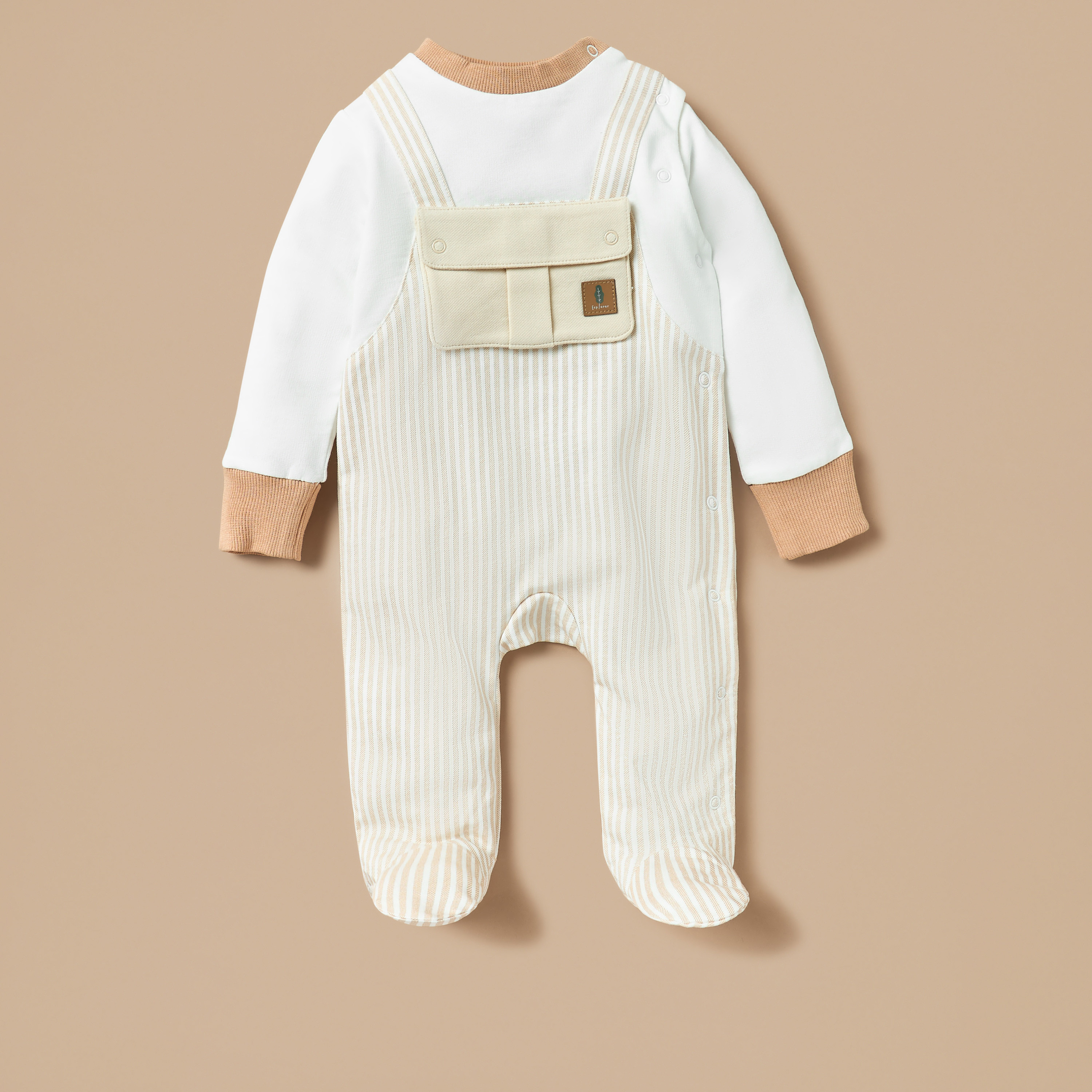 Juniors Striped Closed Feet Sleepsuit with Long Sleeves and Pocket-baby-boys-clothing-nightwear-sleepsuits-image-1