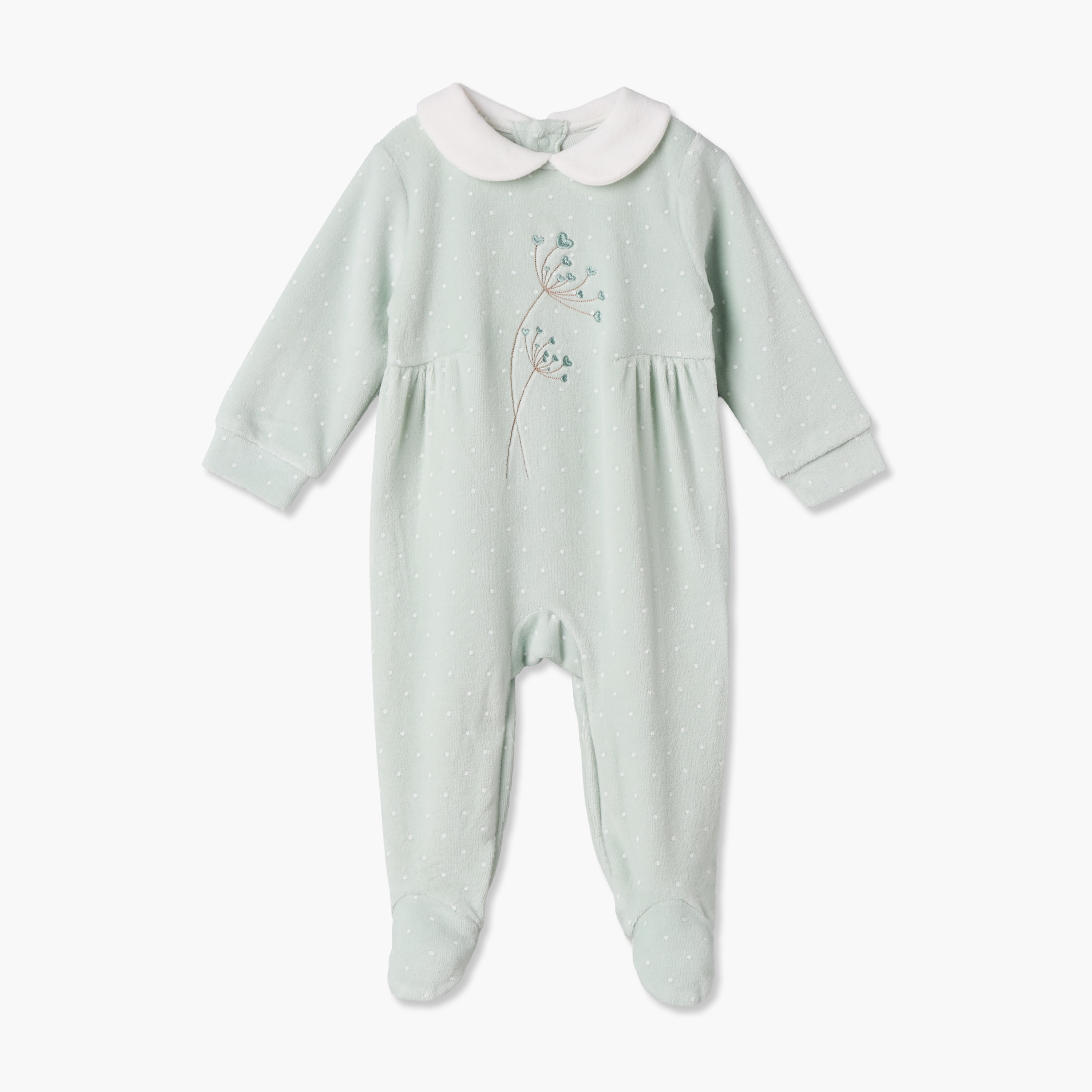 Giggles Peter Pan Collar Long Sleeves Sleepsuit with Snap Button Closure-baby-girls-clothing-nightwear-sleepsuits-image-2