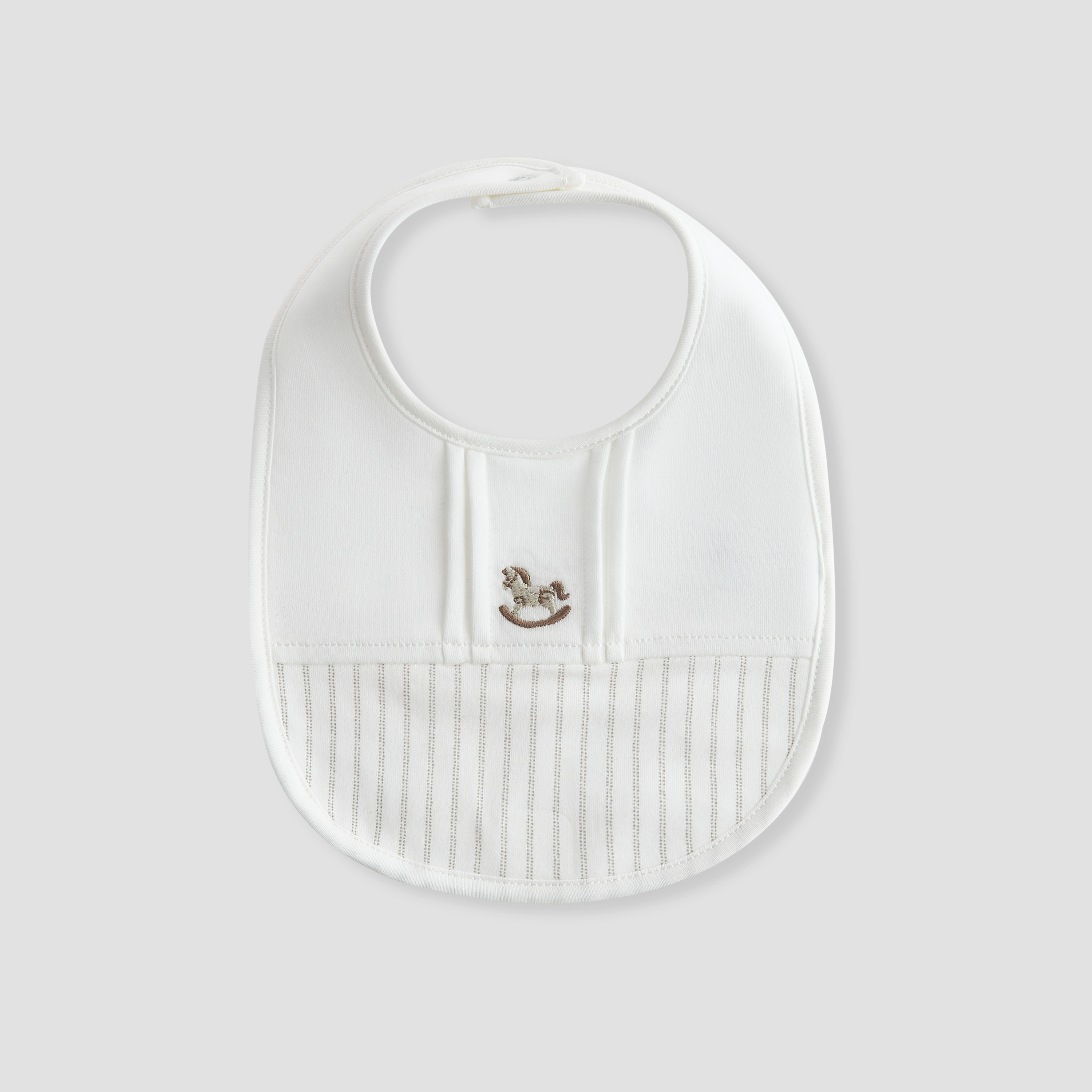 Giggles Rocking Horse Embroidered Bib with Button Closure-baby-feeding-bibs-image-1