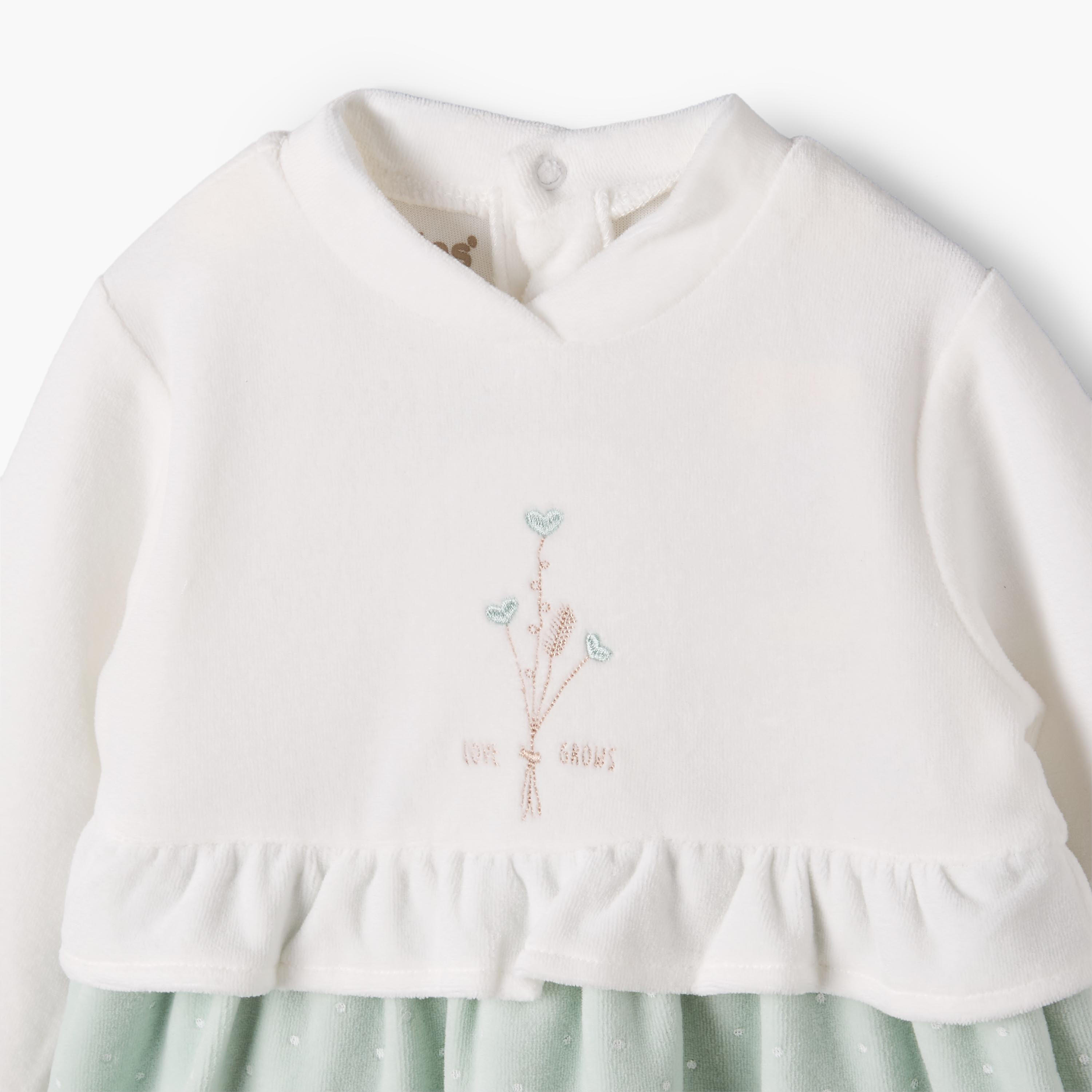 Giggles Mandarin Collar Long Sleeves Knee Length Dress with Snap Button Closure-baby-girls-clothing-winterwear-dresses-image-4