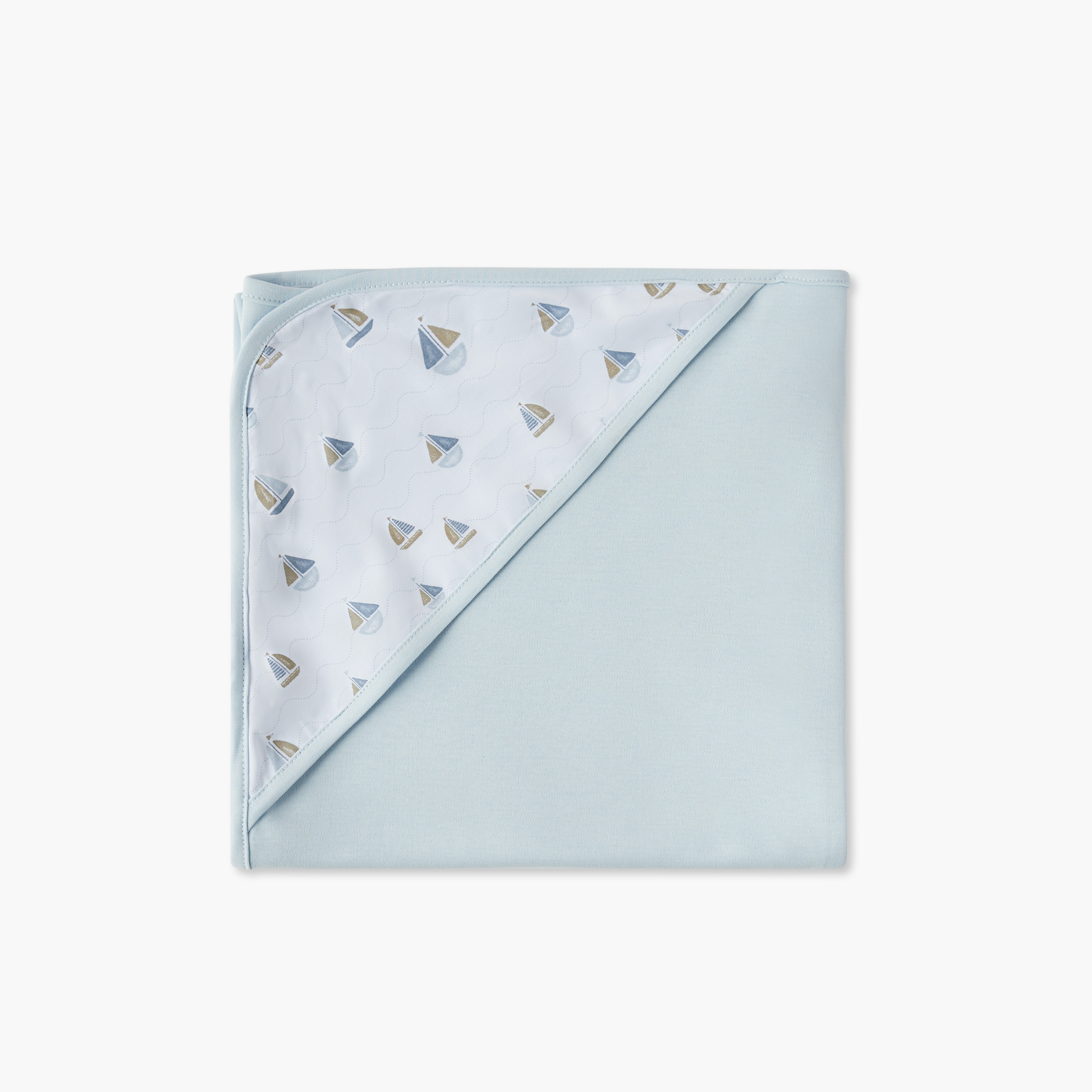 Giggles Sail Boat Print Receiving Blanket - 70x70 cm-baby-nursery-blanketsandswaddles-receivingblankets-image-3