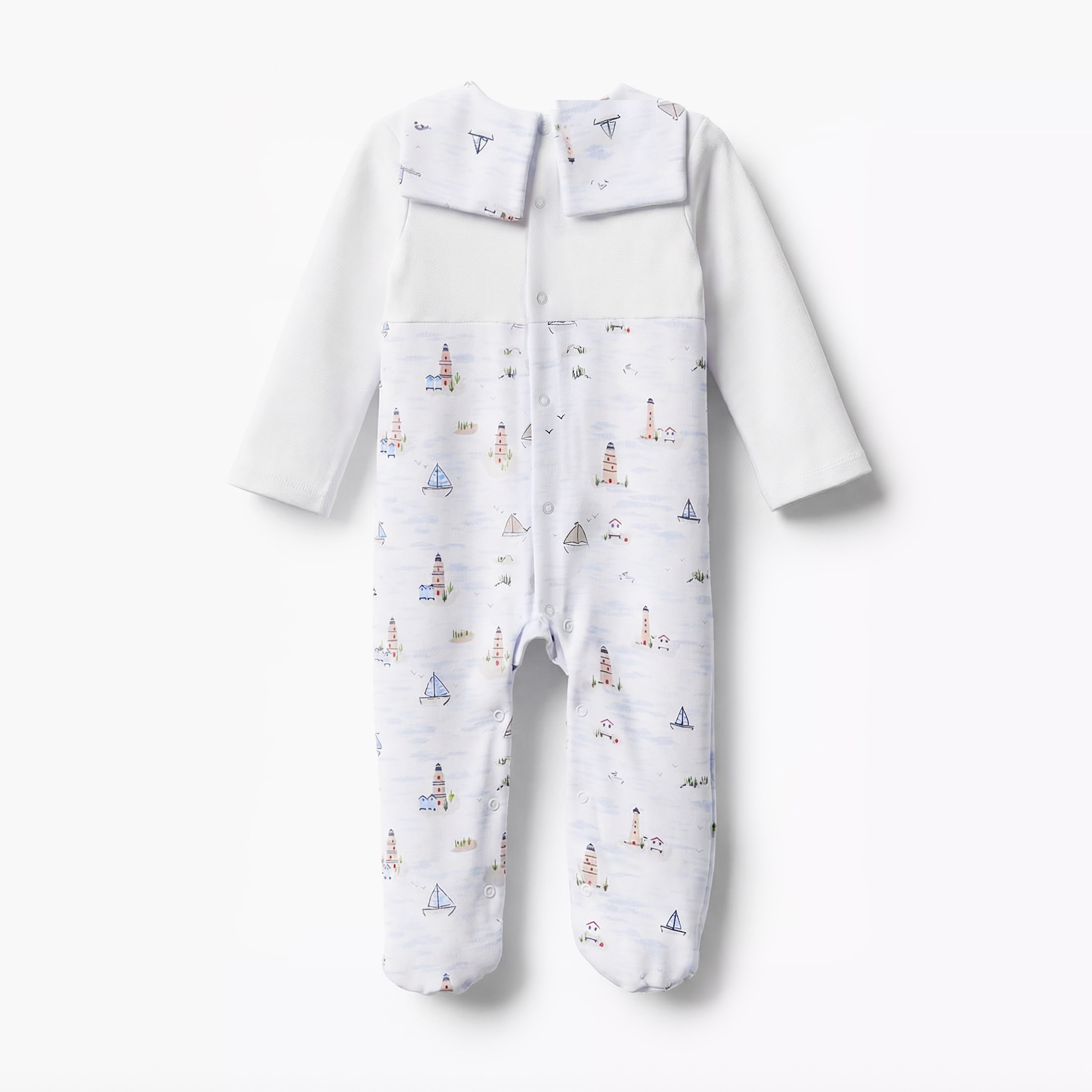 Juniors Cotton Sailor Collar Long Sleeves Sleepsuit with Nautical Print-baby-boys-clothing-nightwear-sleepsuits-image-3
