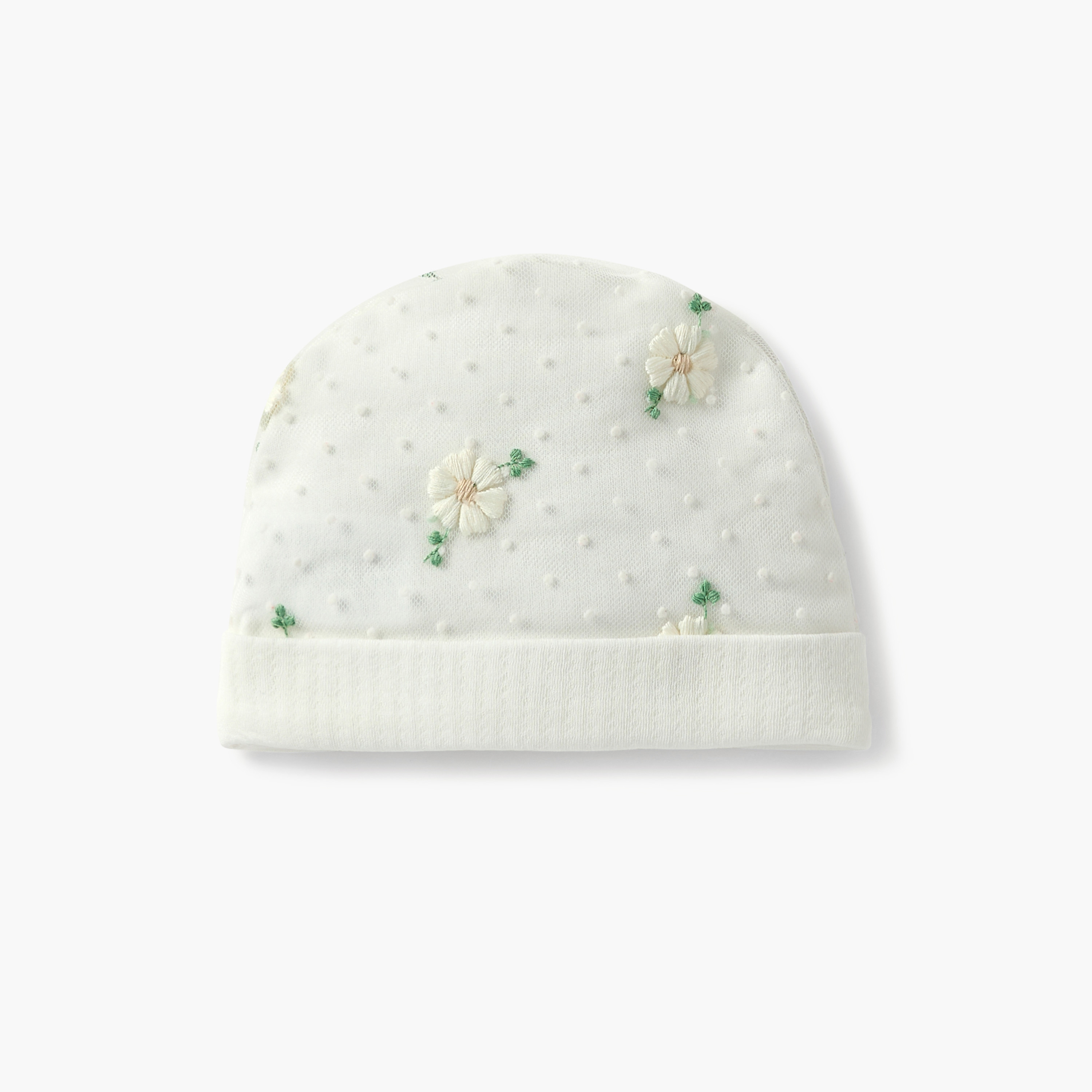 Giggles Flower Embroidered Cap-baby-girls-accessories-caps-image-1