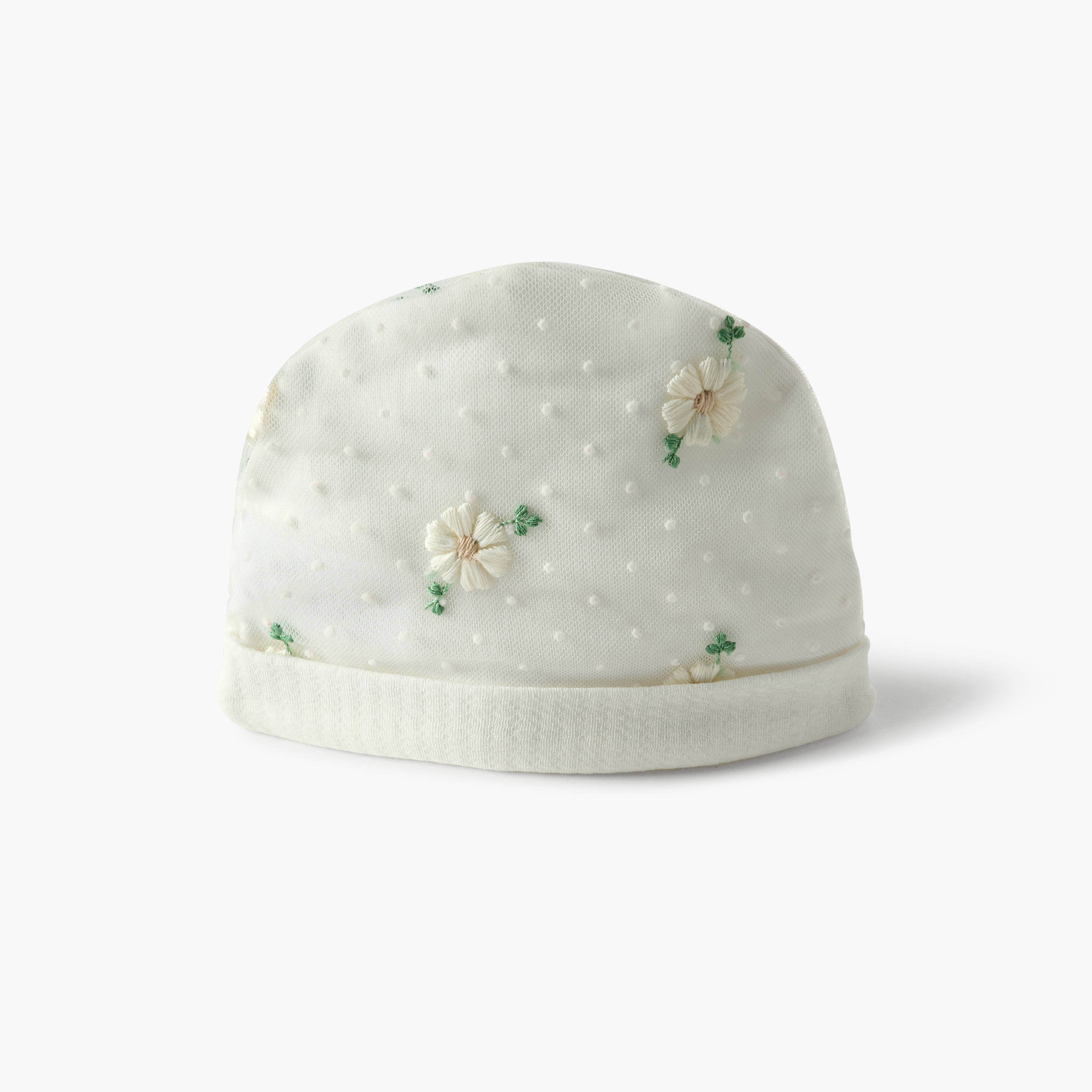 Giggles Flower Embroidered Cap-baby-girls-accessories-caps-image-2