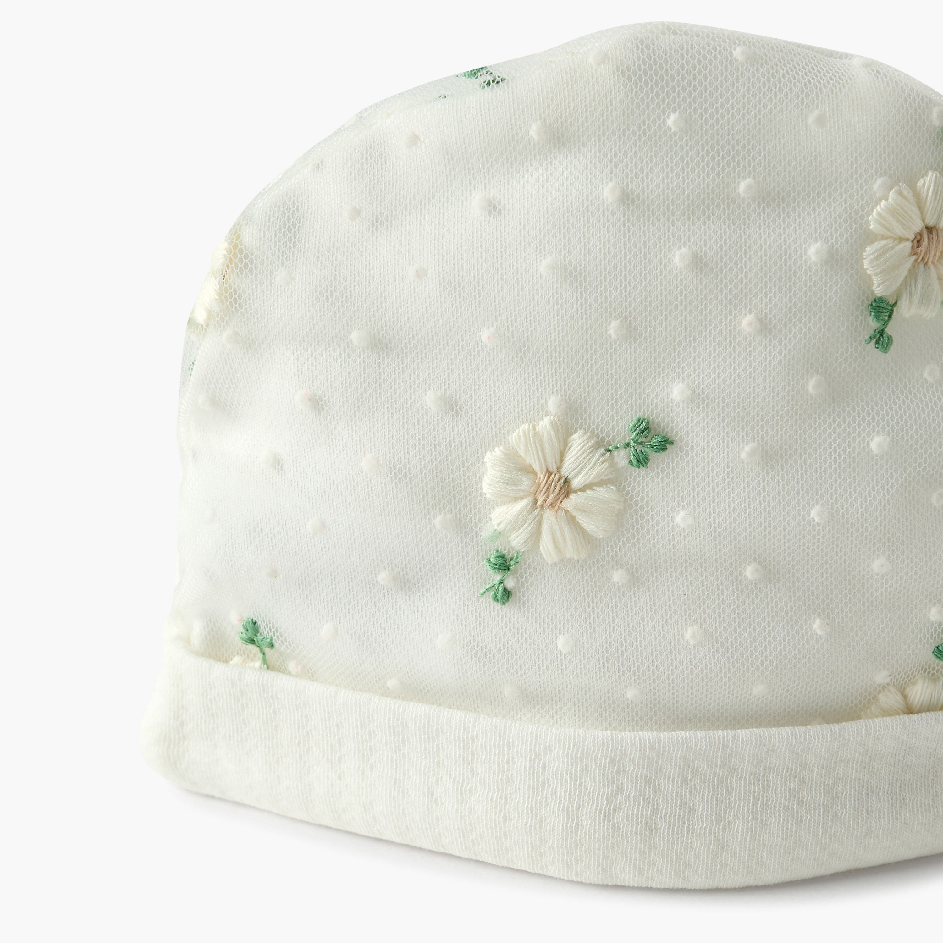 Giggles Flower Embroidered Cap-baby-girls-accessories-caps-image-4