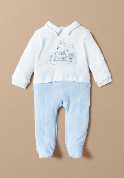 Giggles Embroidered Sleepsuit with Long Sleeves-Sleepsuits-image-0