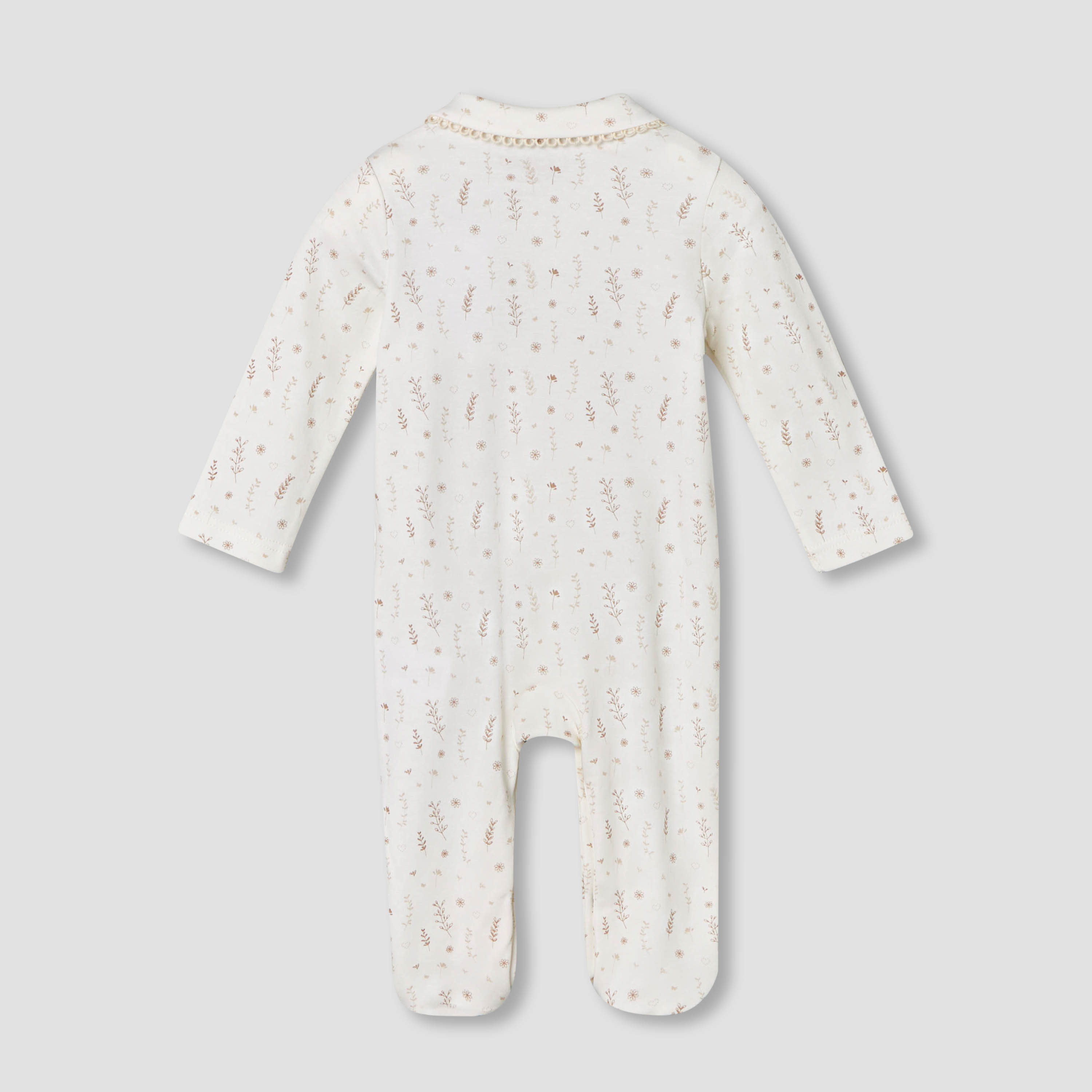Giggles Supima Cotton Peter Pan Collar Long Sleeves Sleepsuit with Floral Print-baby-girls-clothing-nightwear-sleepsuits-image-3