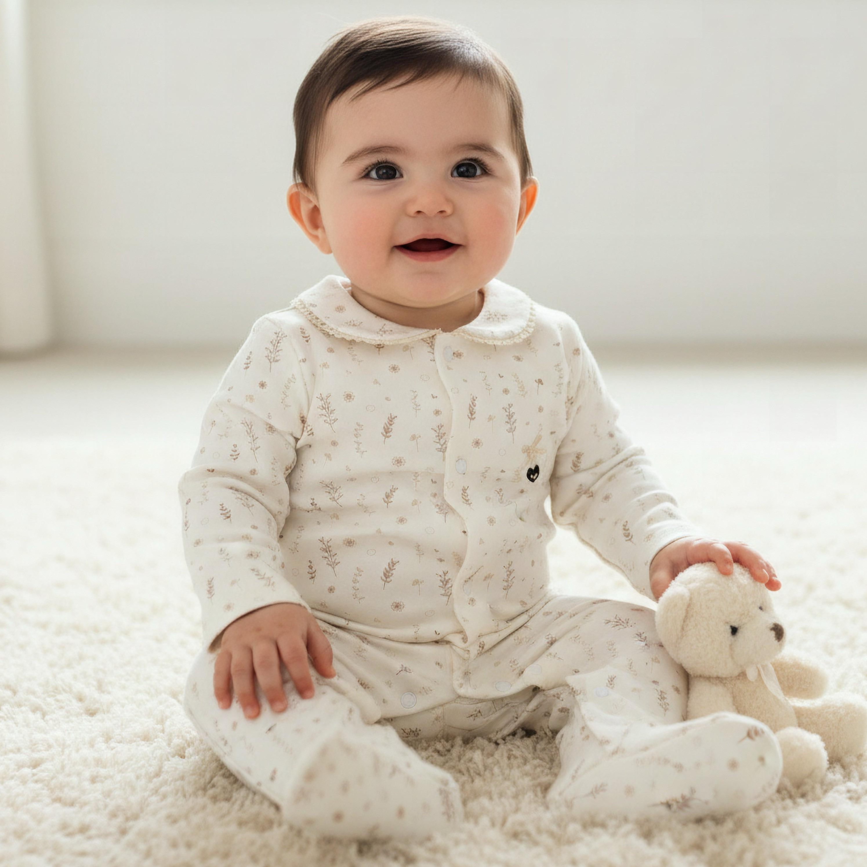 Giggles Supima Cotton Peter Pan Collar Long Sleeves Sleepsuit with Floral Print-baby-girls-clothing-nightwear-sleepsuits-image-1