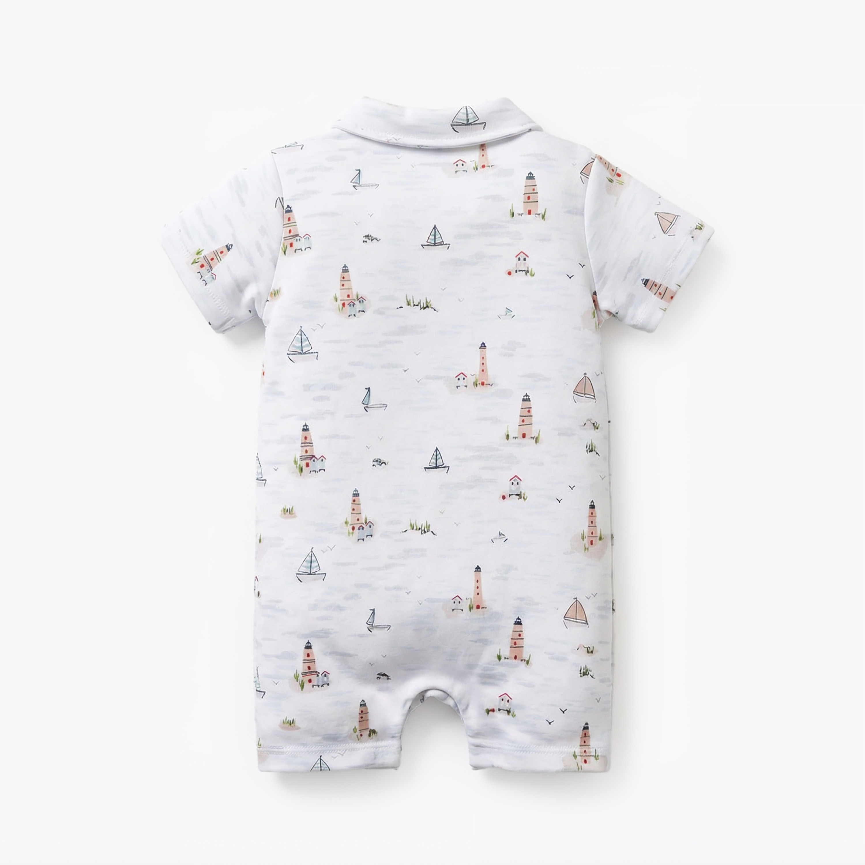 Juniors Collared Short Sleeve Romper with Button Closure-baby-boys-clothing-rompers-image-3