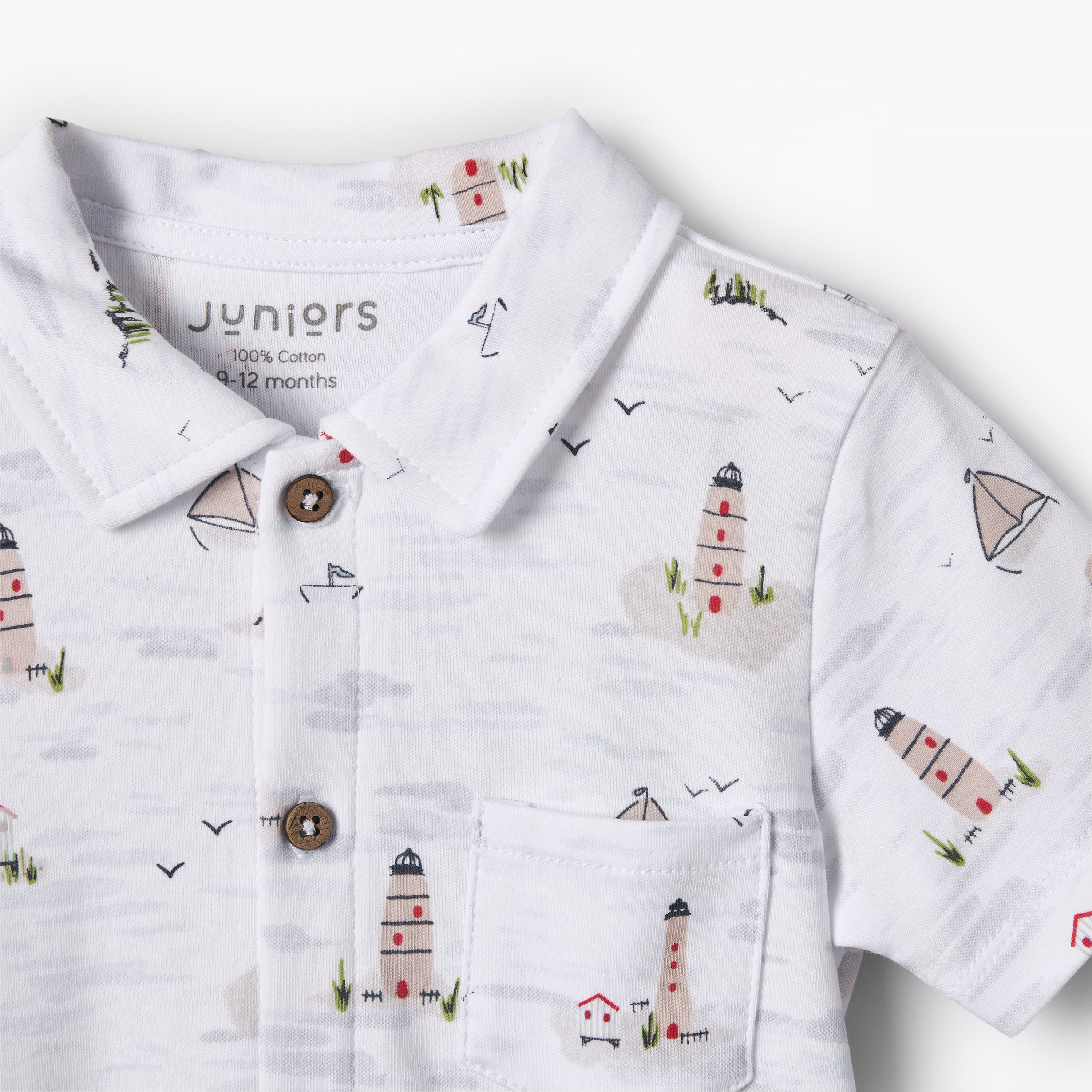 Juniors Collared Short Sleeve Romper with Button Closure-baby-boys-clothing-rompers-image-4