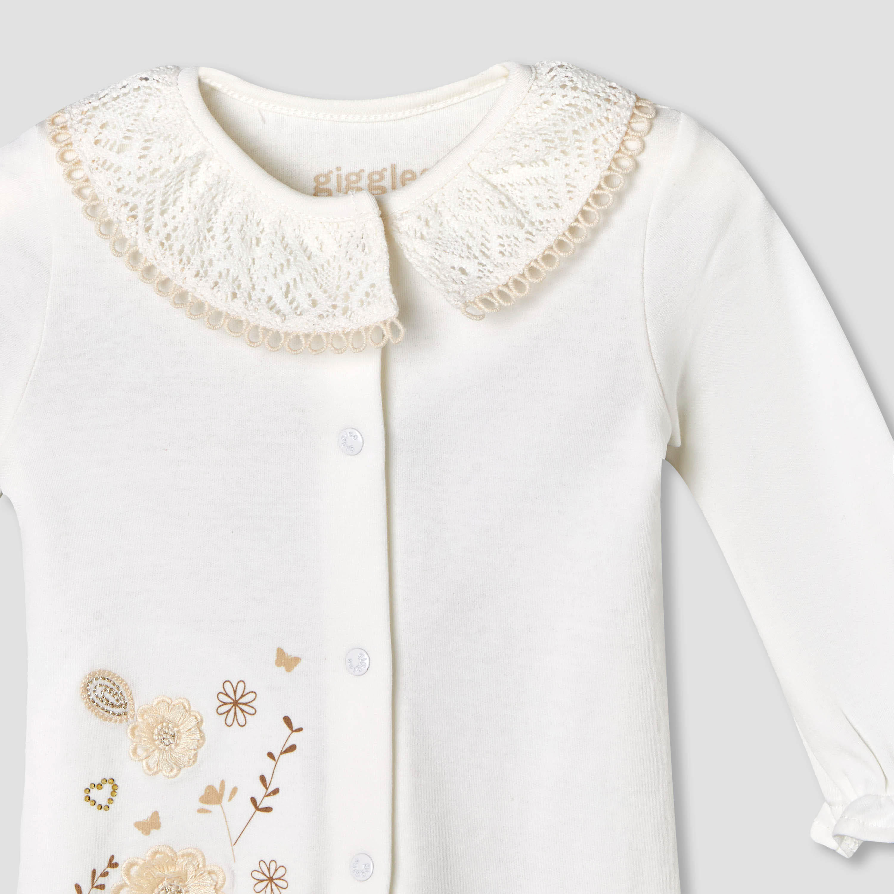 Giggles Supima Cotton Collar Long Sleeves Sleepsuit with Floral Embroidery-baby-girls-clothing-nightwear-sleepsuits-image-4