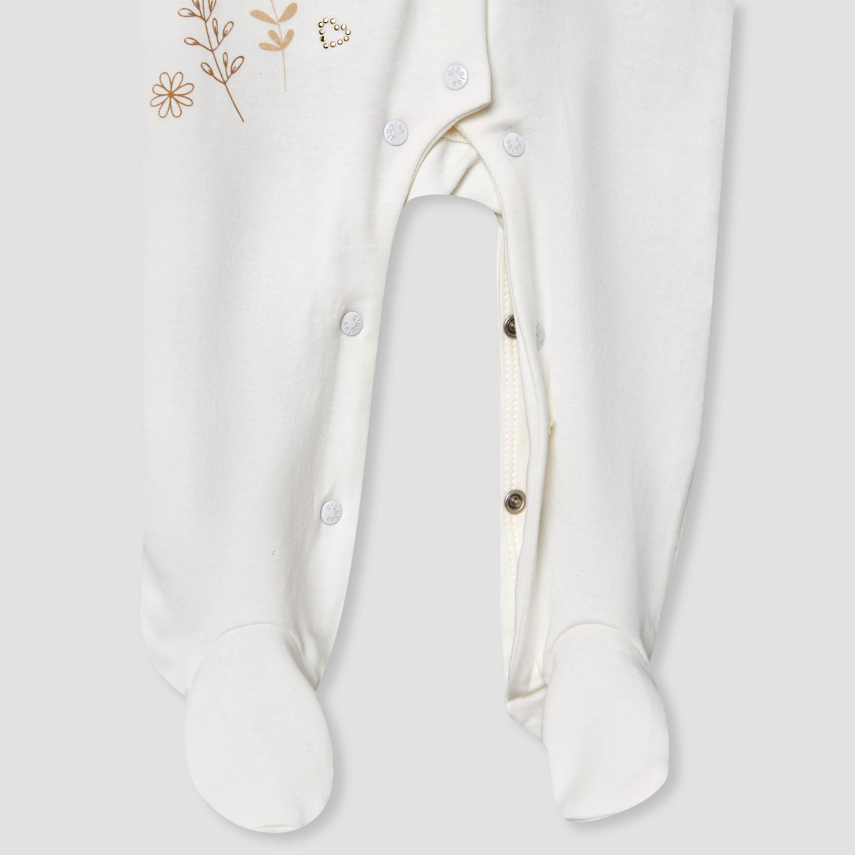 Giggles Supima Cotton Collar Long Sleeves Sleepsuit with Floral Embroidery-baby-girls-clothing-nightwear-sleepsuits-image-5
