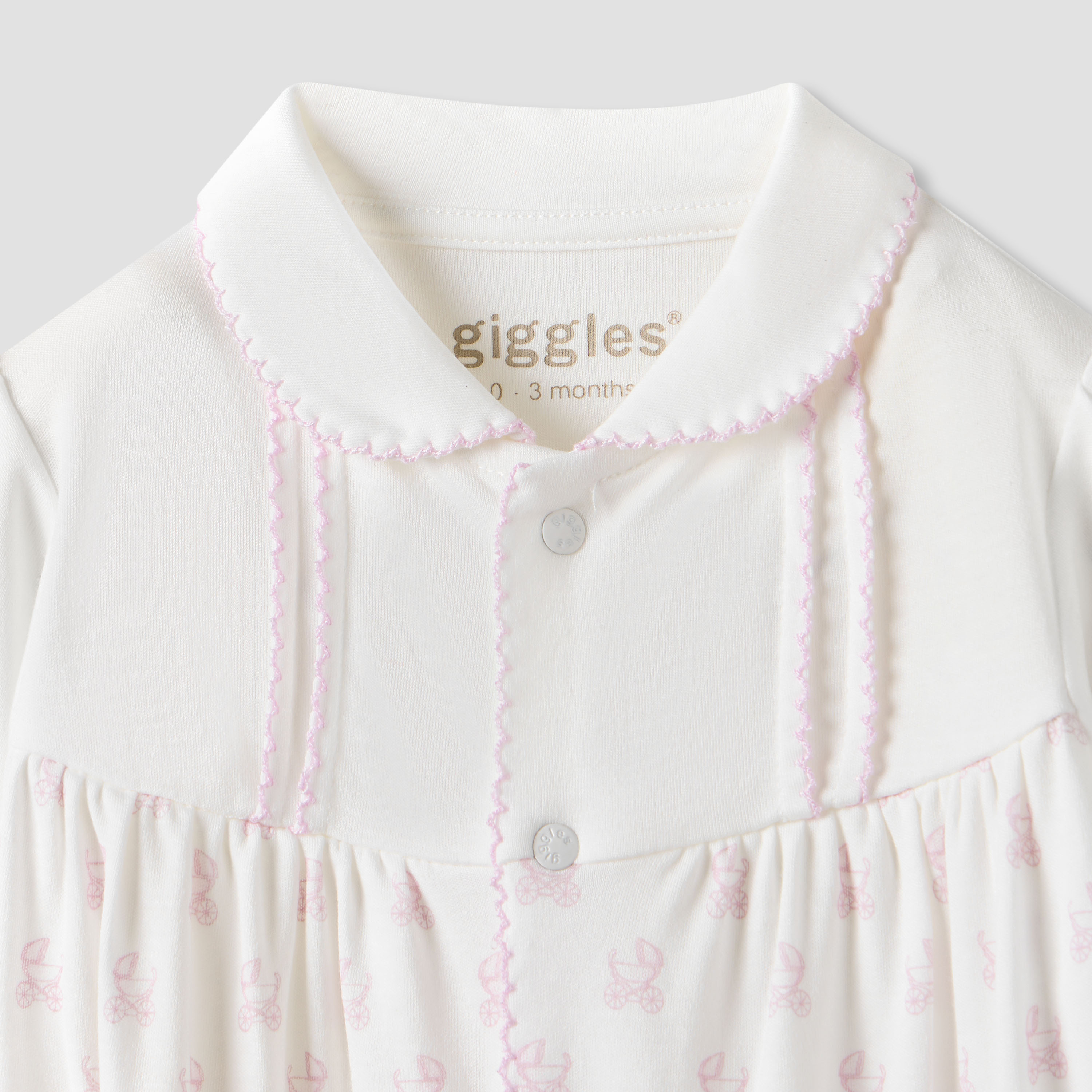 Giggles Pram Print Collared Sleepsuit with Long Sleeves-baby-girls-clothing-nightwear-sleepsuits-image-3