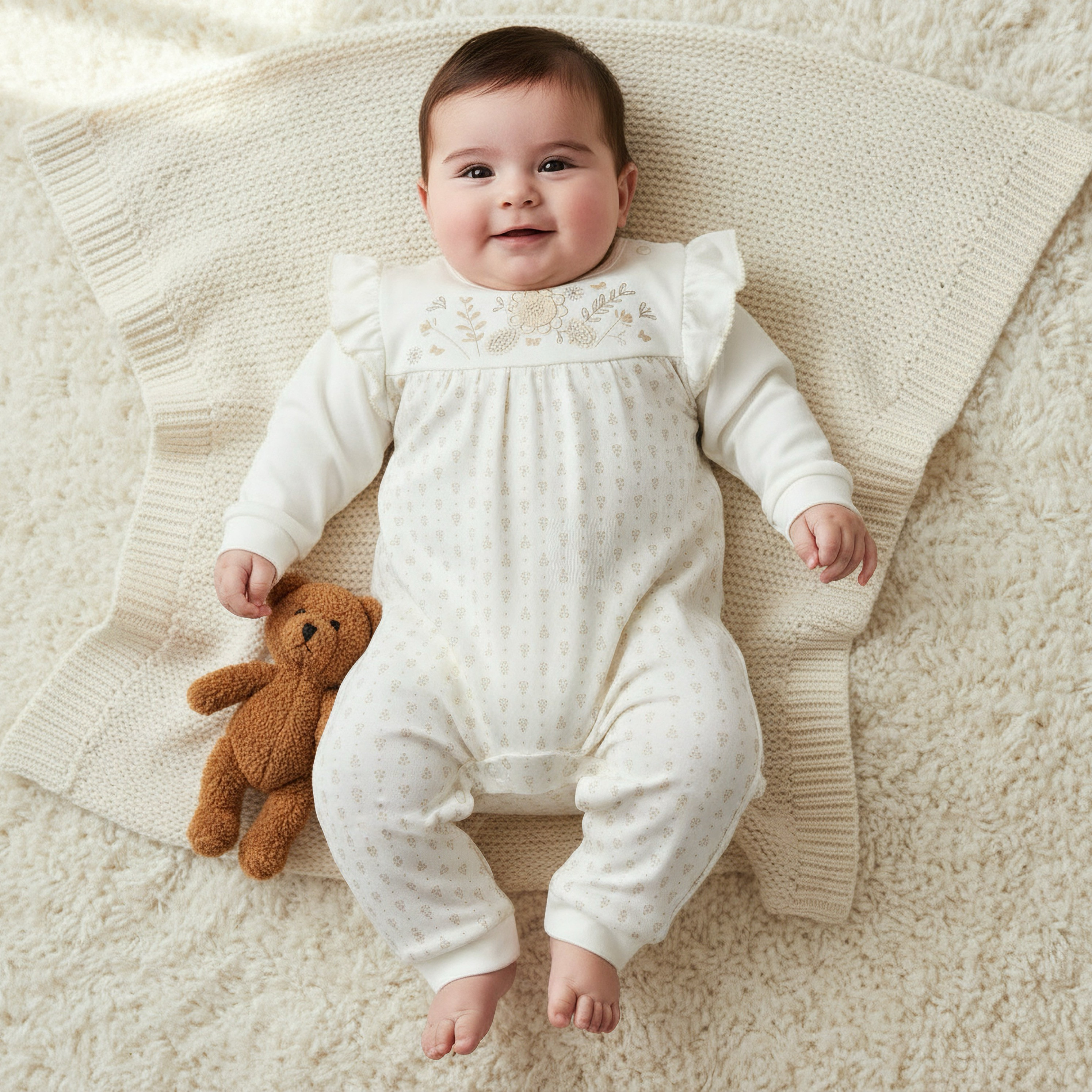 Giggles Cotton Round Neck Long Sleeves Sleepsuit with Floral Embroidery-baby-girls-clothing-nightwear-sleepsuits-image-1