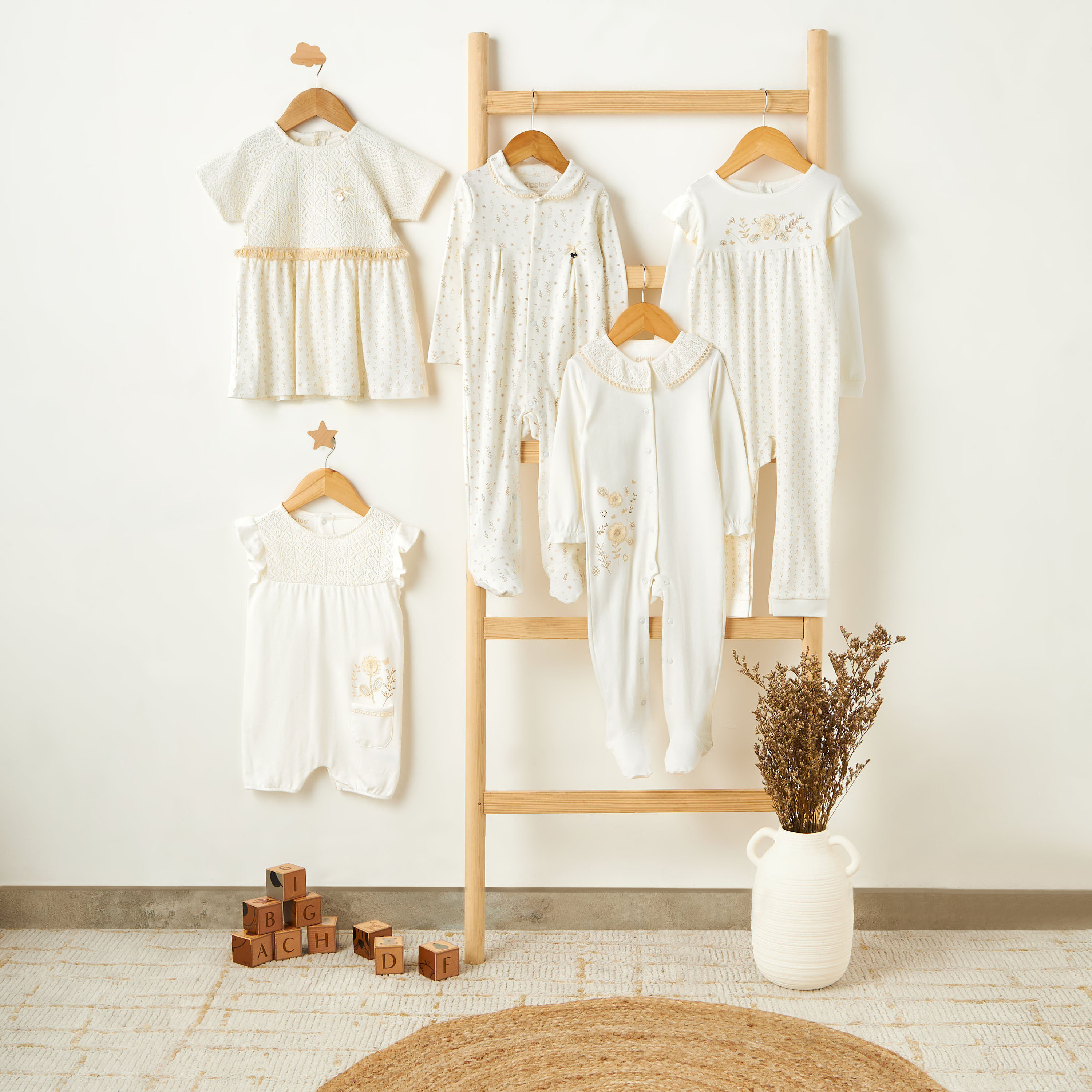 Giggles Cotton Round Neck Long Sleeves Sleepsuit with Floral Embroidery-baby-girls-clothing-nightwear-sleepsuits-image-6