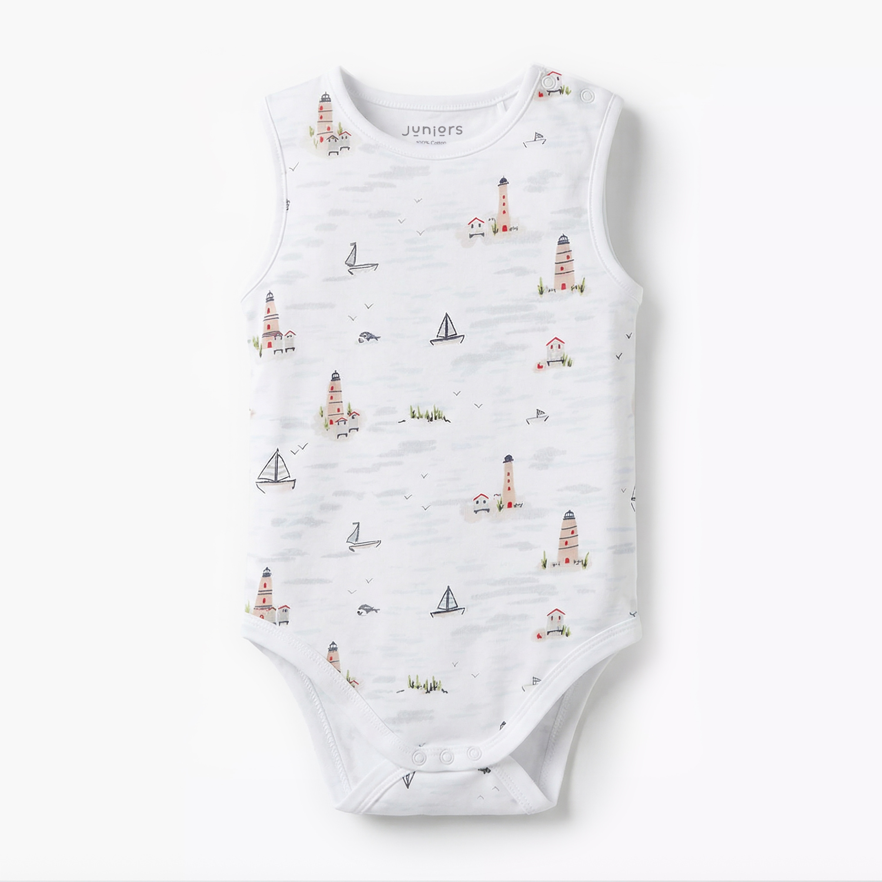 Juniors Round Neck Sleeveless Bodysuit with Snap Button Closure-baby-boys-clothing-bodysuits-image-2