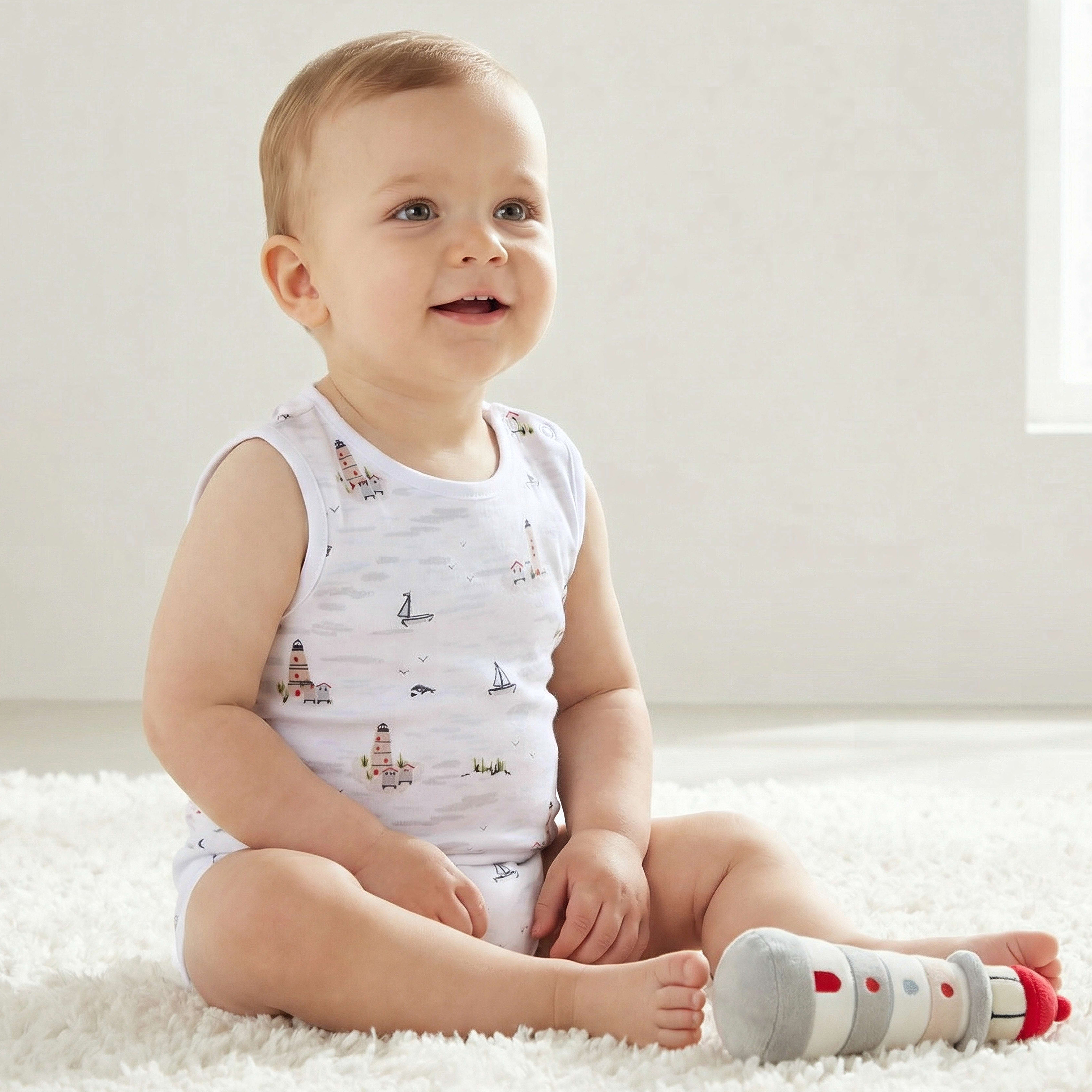 Juniors Round Neck Sleeveless Bodysuit with Snap Button Closure-baby-boys-clothing-bodysuits-image-1
