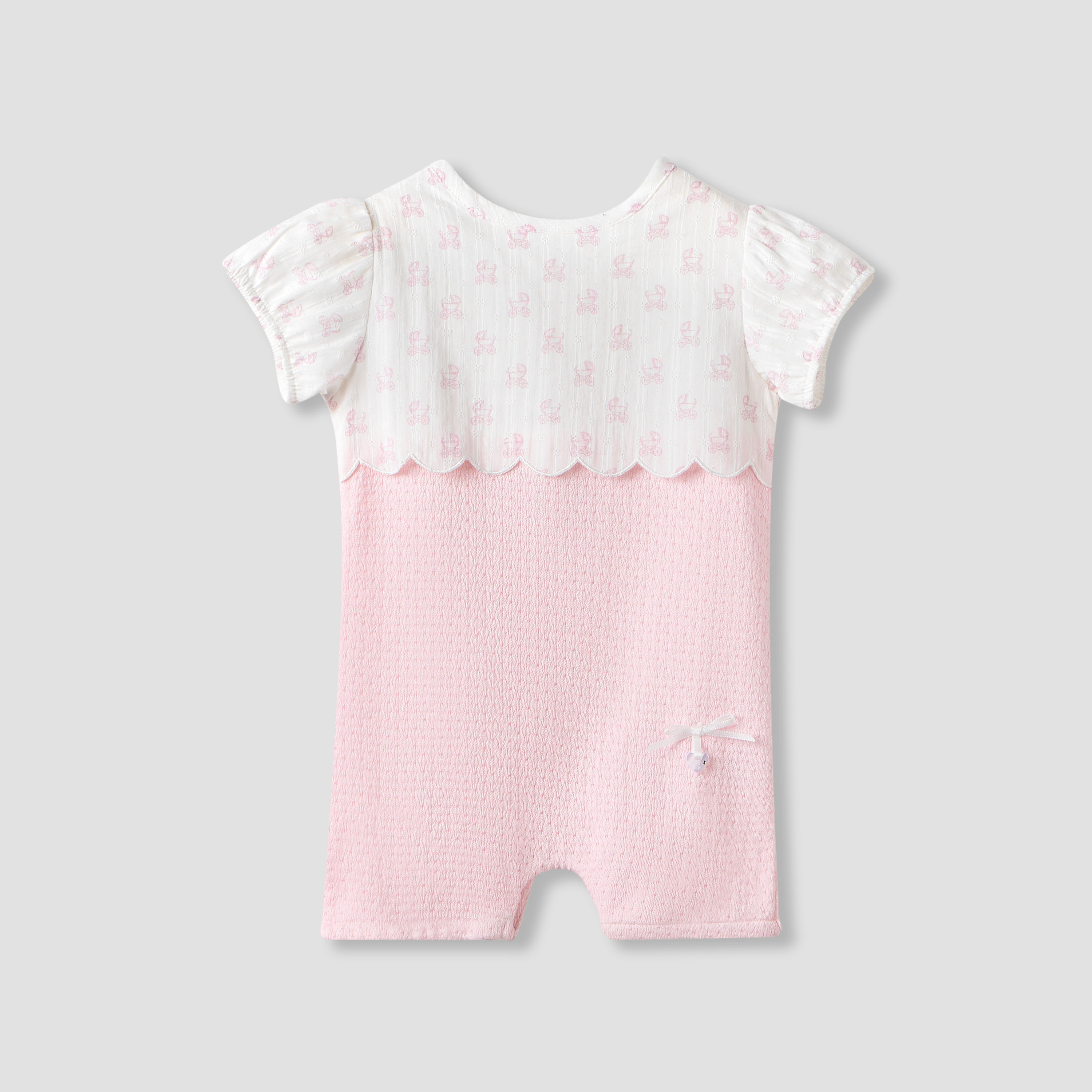 Giggles Pram Print Romper with Short Sleeves-baby-girls-clothing-rompers-image-1