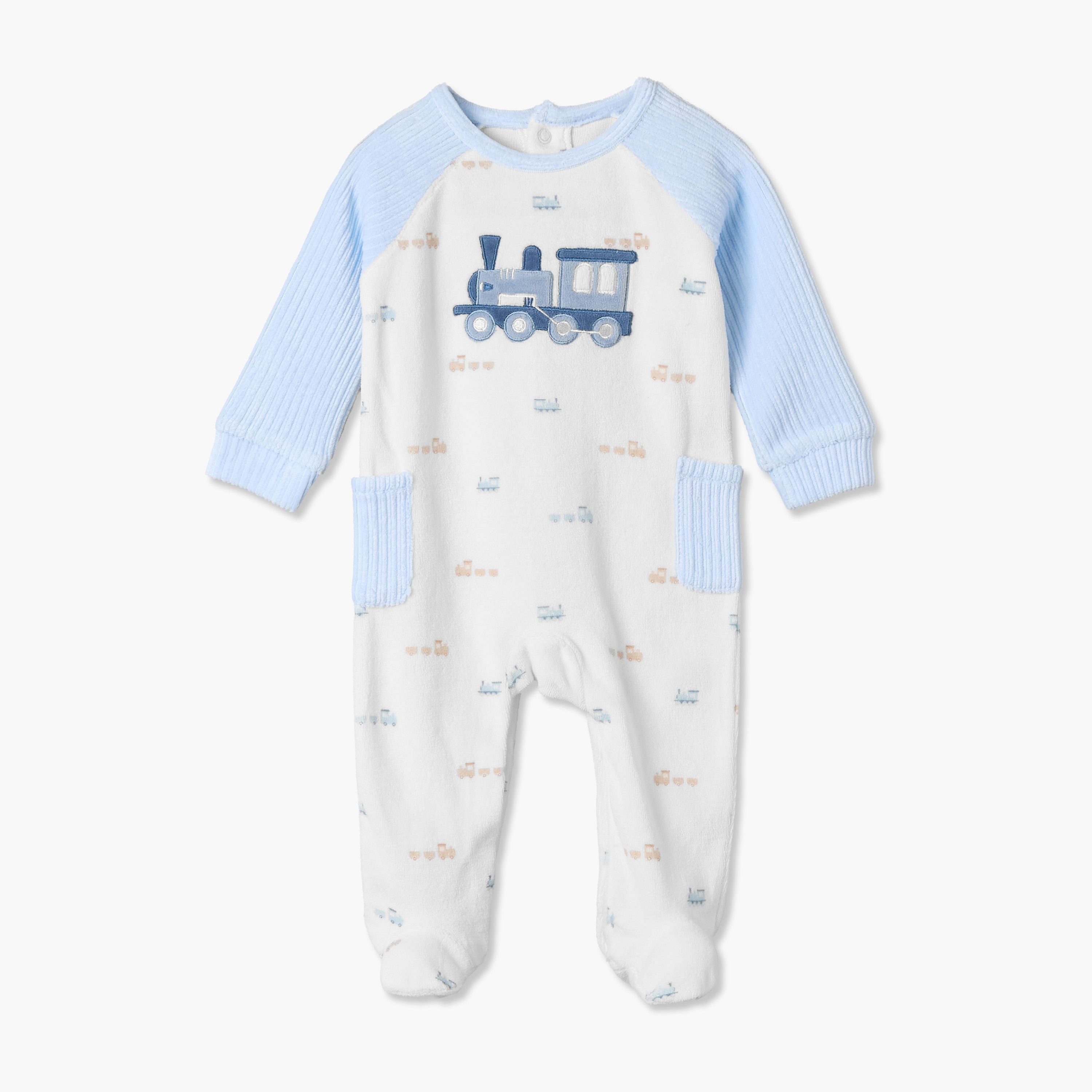 Juniors Crew Neck Long Sleeves Sleepsuit with Snap Button Closure-baby-boys-clothing-nightwear-sleepsuits-image-1