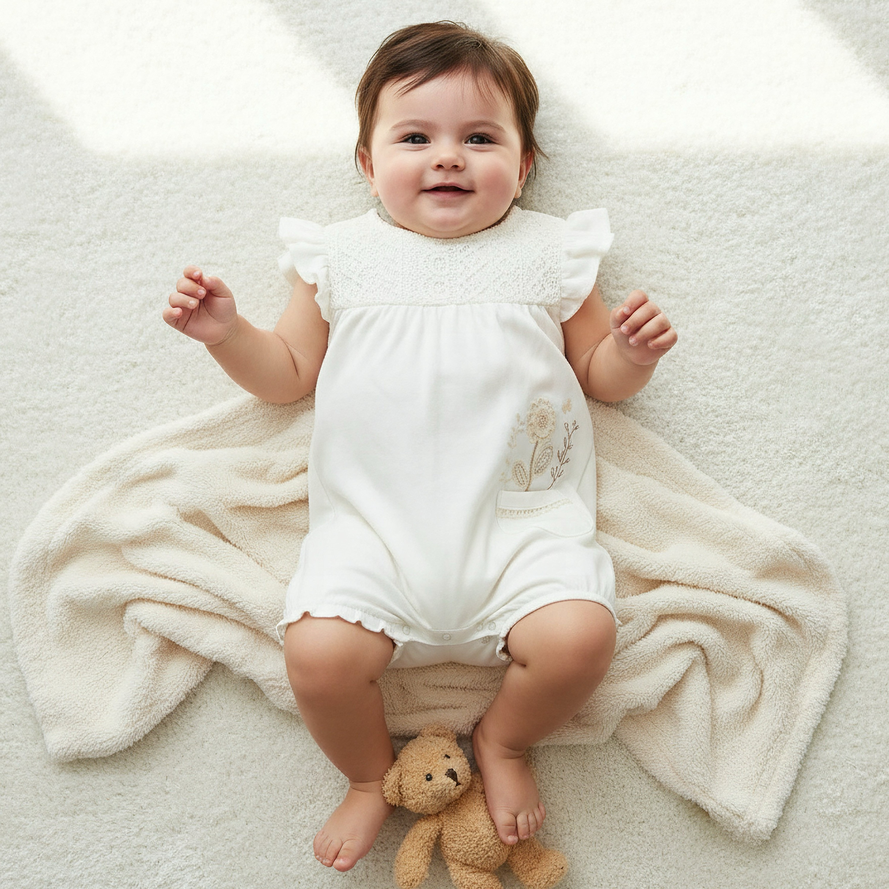 أفرول مطرز بياقة مستديرة وأكمام كشكش من جيجلز-baby-girls-clothing-rompers-image-6