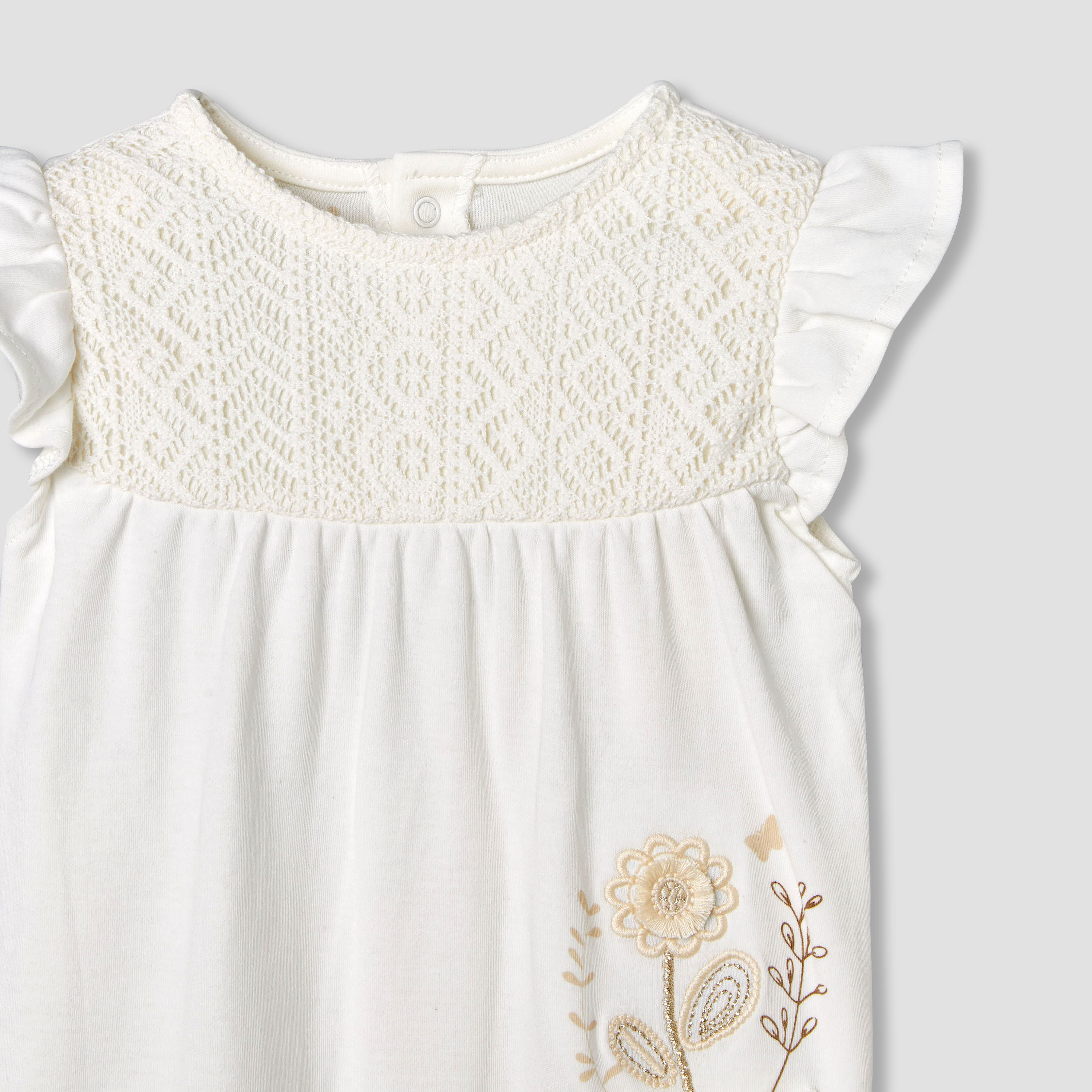 أفرول مطرز بياقة مستديرة وأكمام كشكش من جيجلز-baby-girls-clothing-rompers-image-4