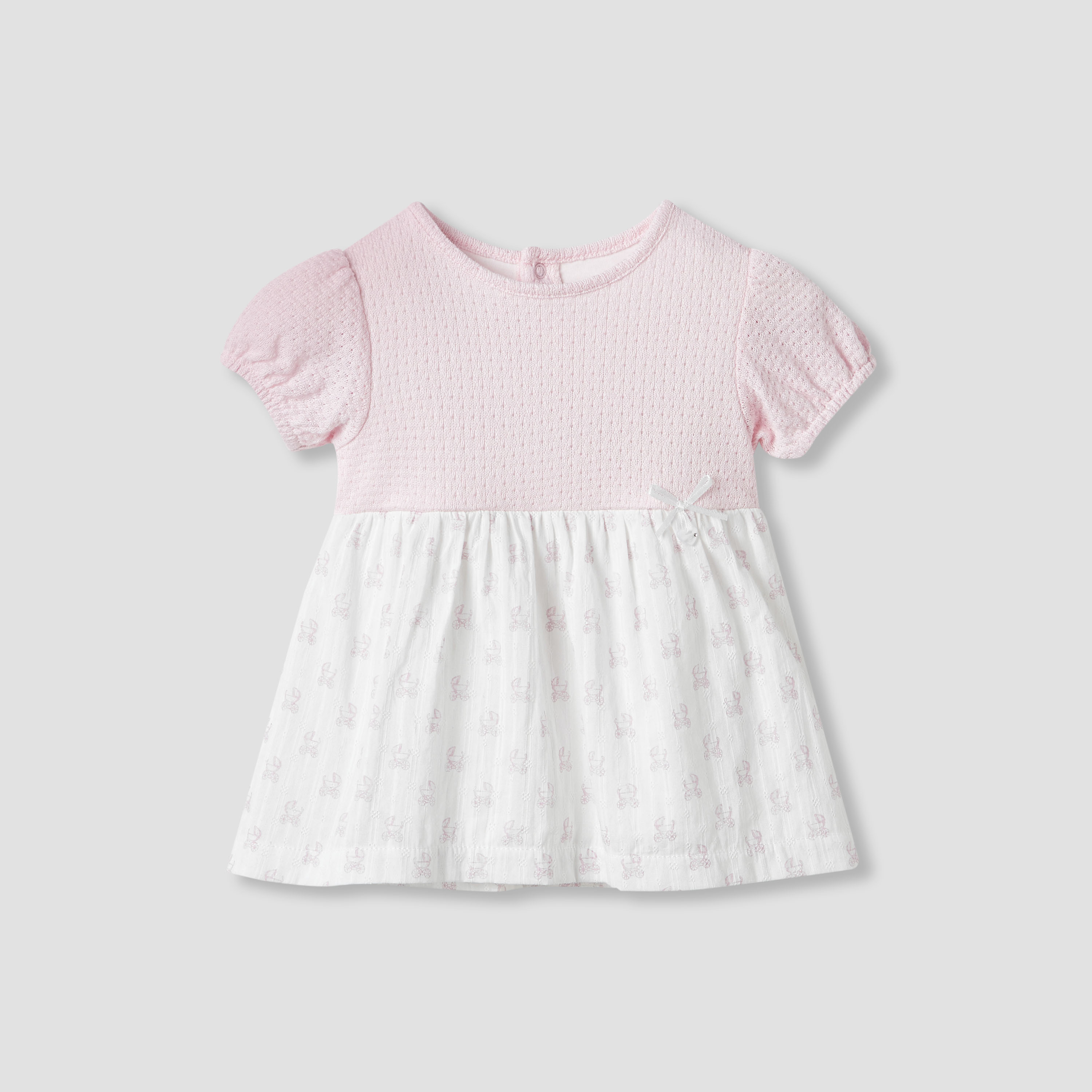 Giggles Pram Print A-line Dress with Short Sleeves-baby-girls-clothing-dressesandjumpsuits-image-1