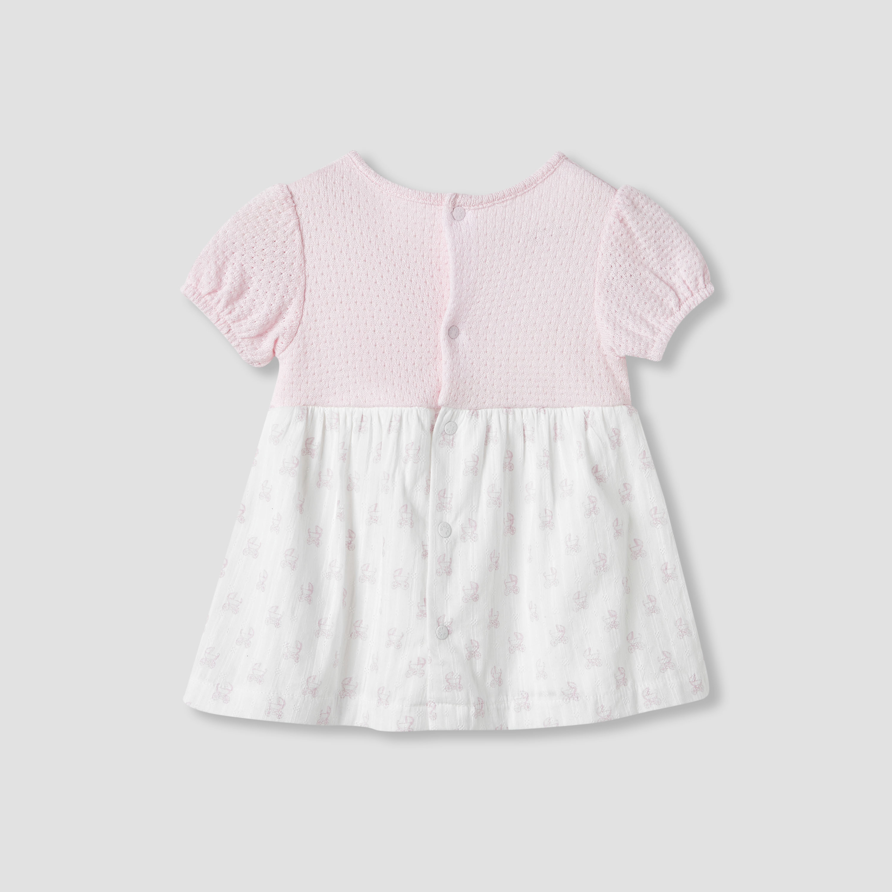 Giggles Pram Print A-line Dress with Short Sleeves-baby-girls-clothing-dressesandjumpsuits-image-2