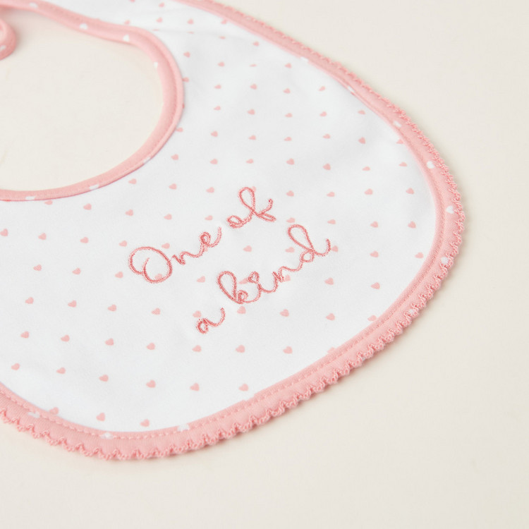 Giggles All-Over Heart Print Bib with Tie-Up Closure