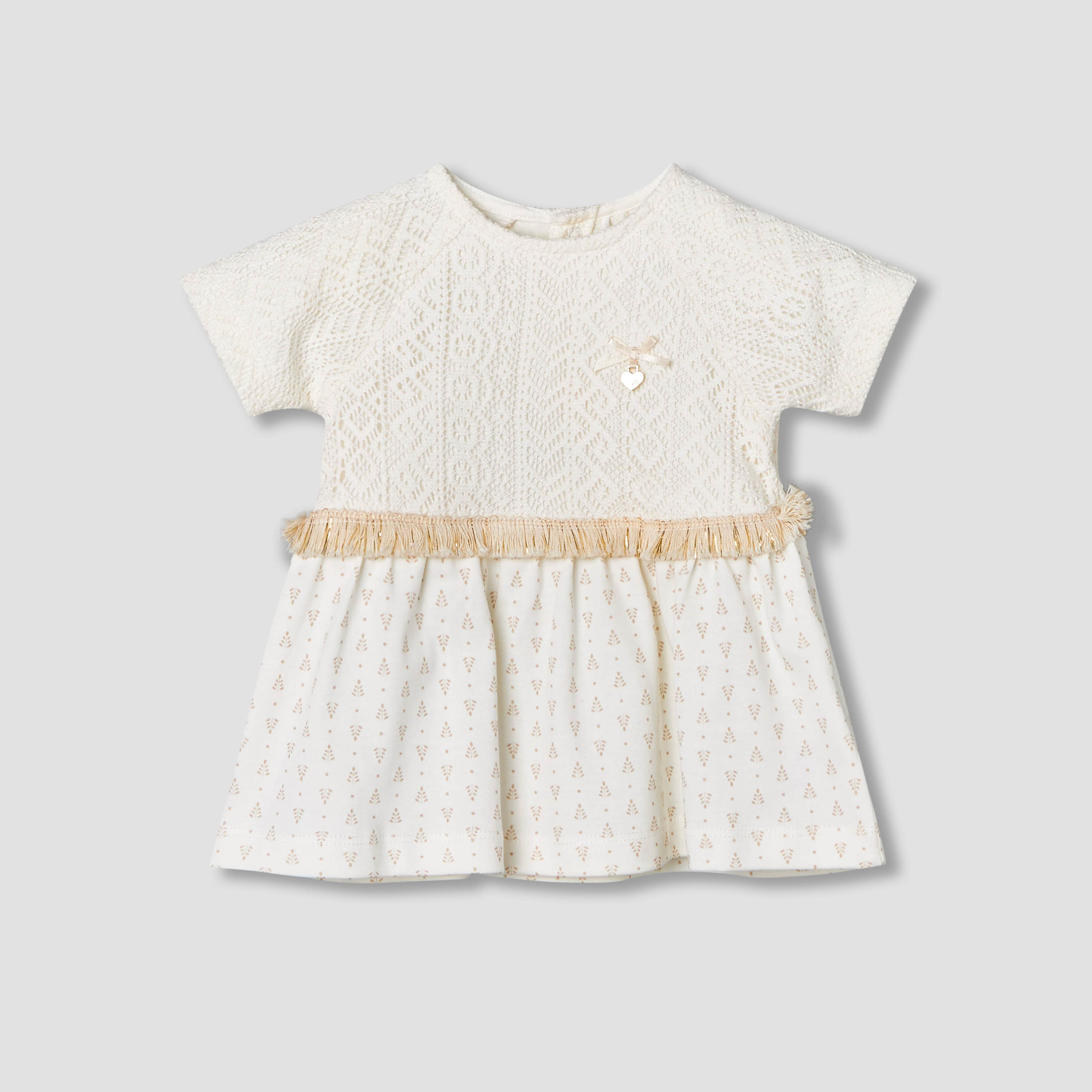 Giggles Short Sleeves A-line Dress with Lace Texture-baby-girls-clothing-dressesandjumpsuits-image-2