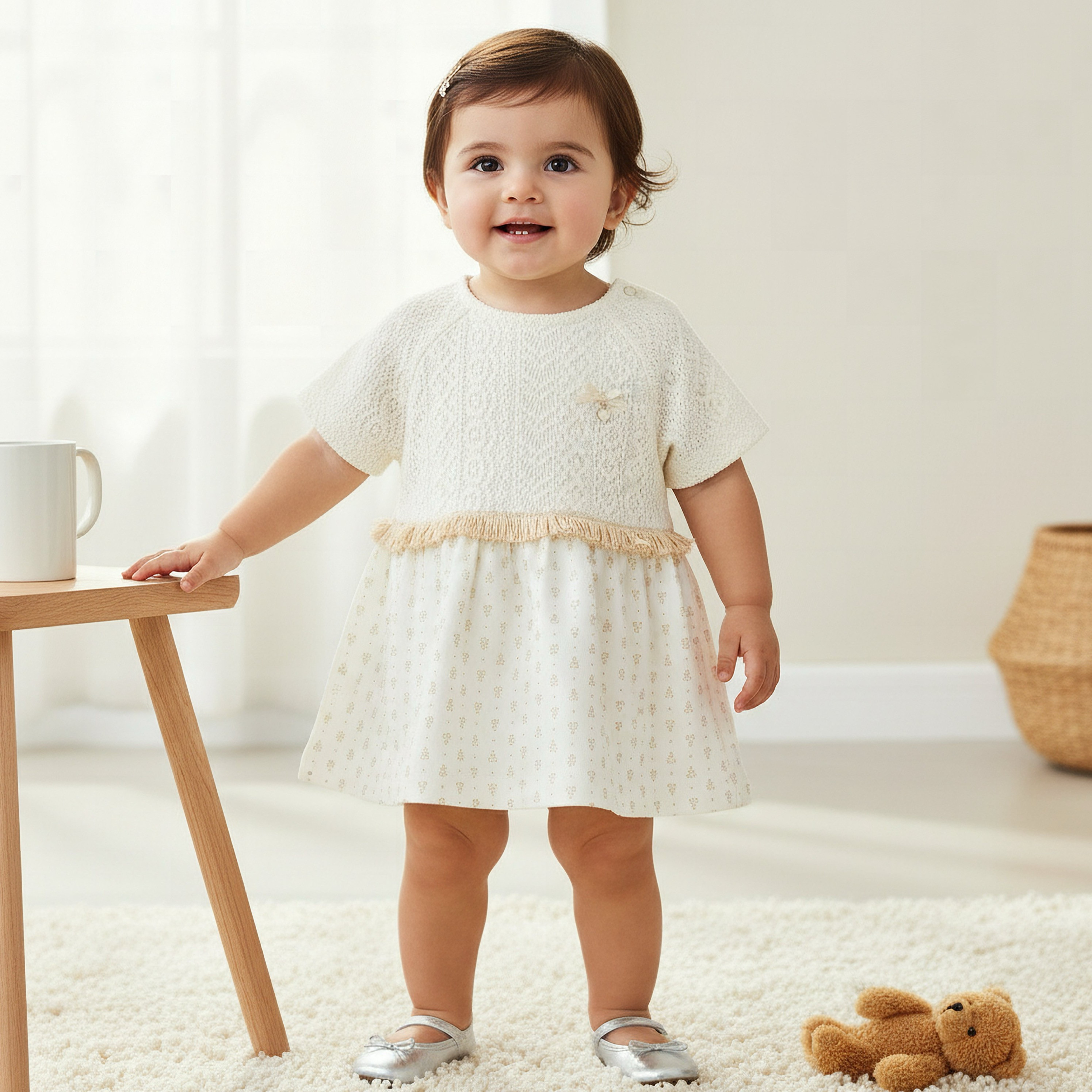Giggles Short Sleeves A-line Dress with Lace Texture-baby-girls-clothing-dressesandjumpsuits-image-1