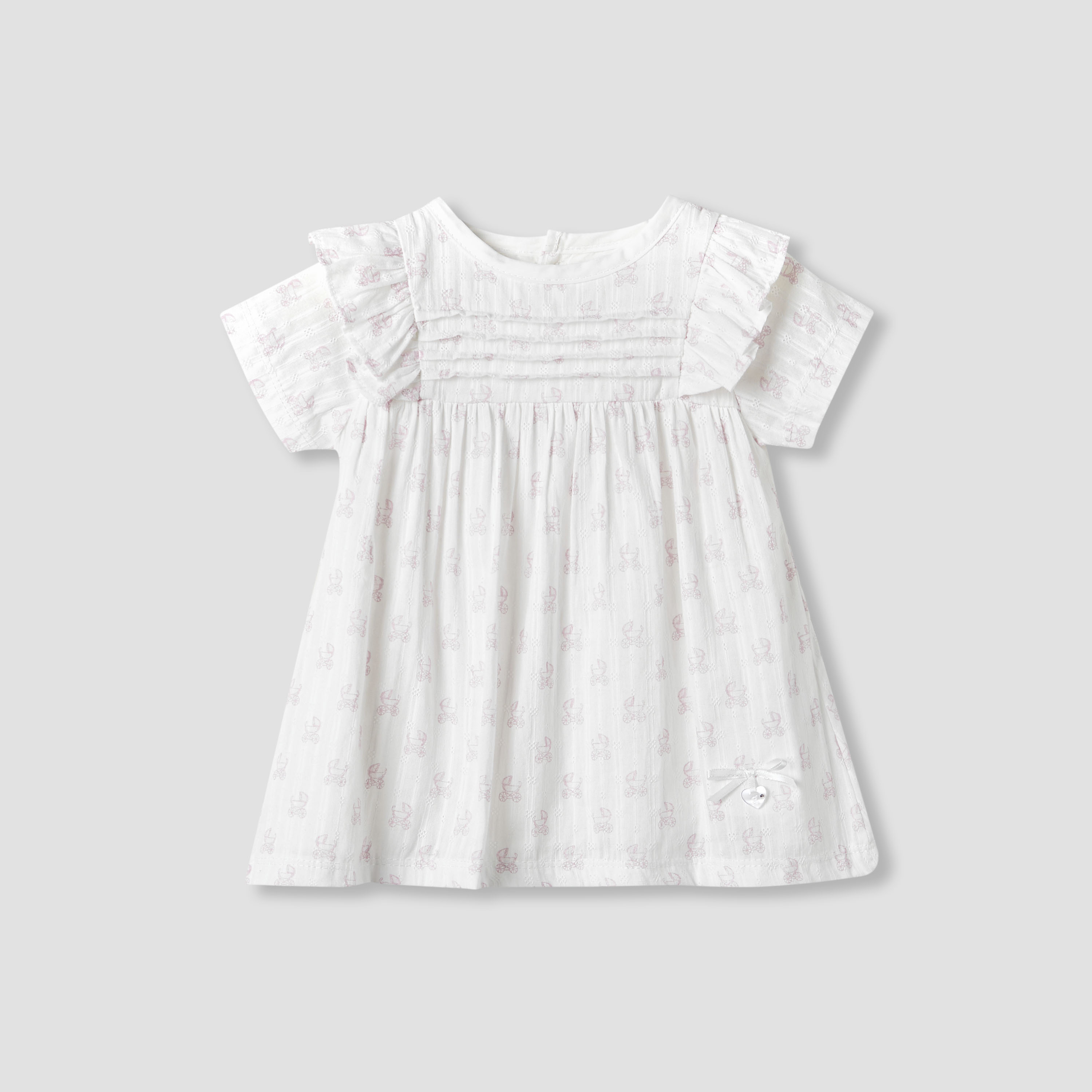Giggles Printed A-line Dress with Pintuck and Ruffle Detail-baby-girls-clothing-dressesandjumpsuits-image-1