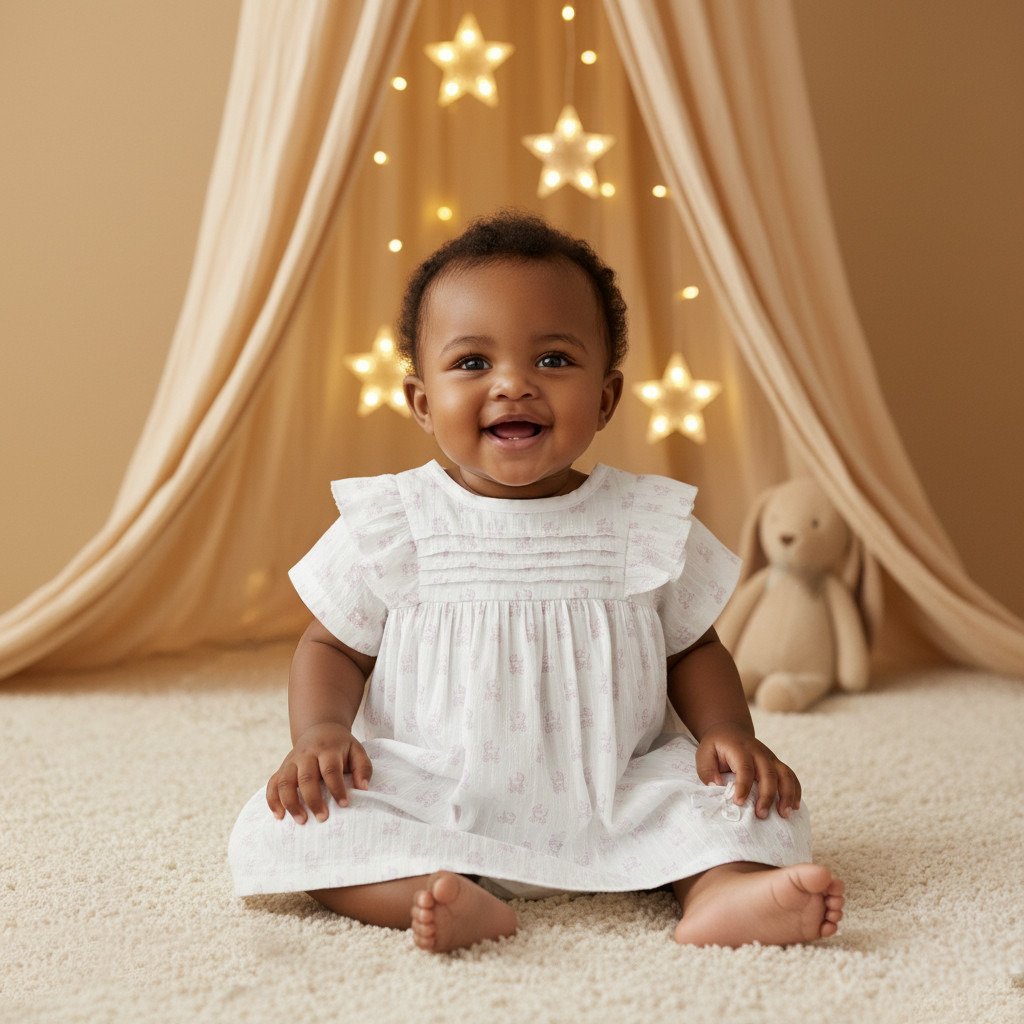 Giggles Printed A-line Dress with Pintuck and Ruffle Detail-baby-girls-clothing-dressesandjumpsuits-image-6