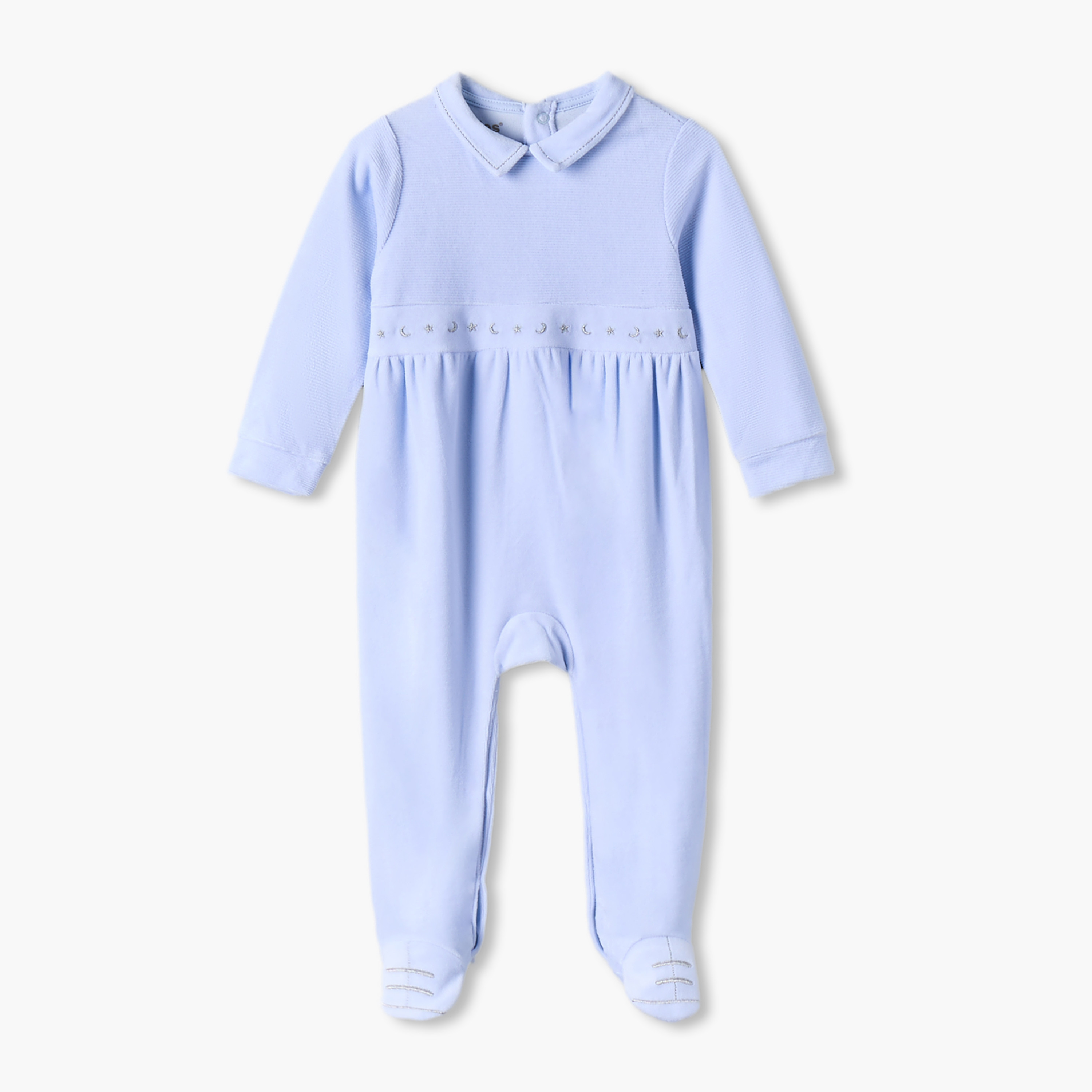 بدلة نوم قطن بياقة وأكمام طويلة وأزرار إغلاق كباسة من جيجلز-baby-boys-clothing-nightwear-sleepsuits-image-1