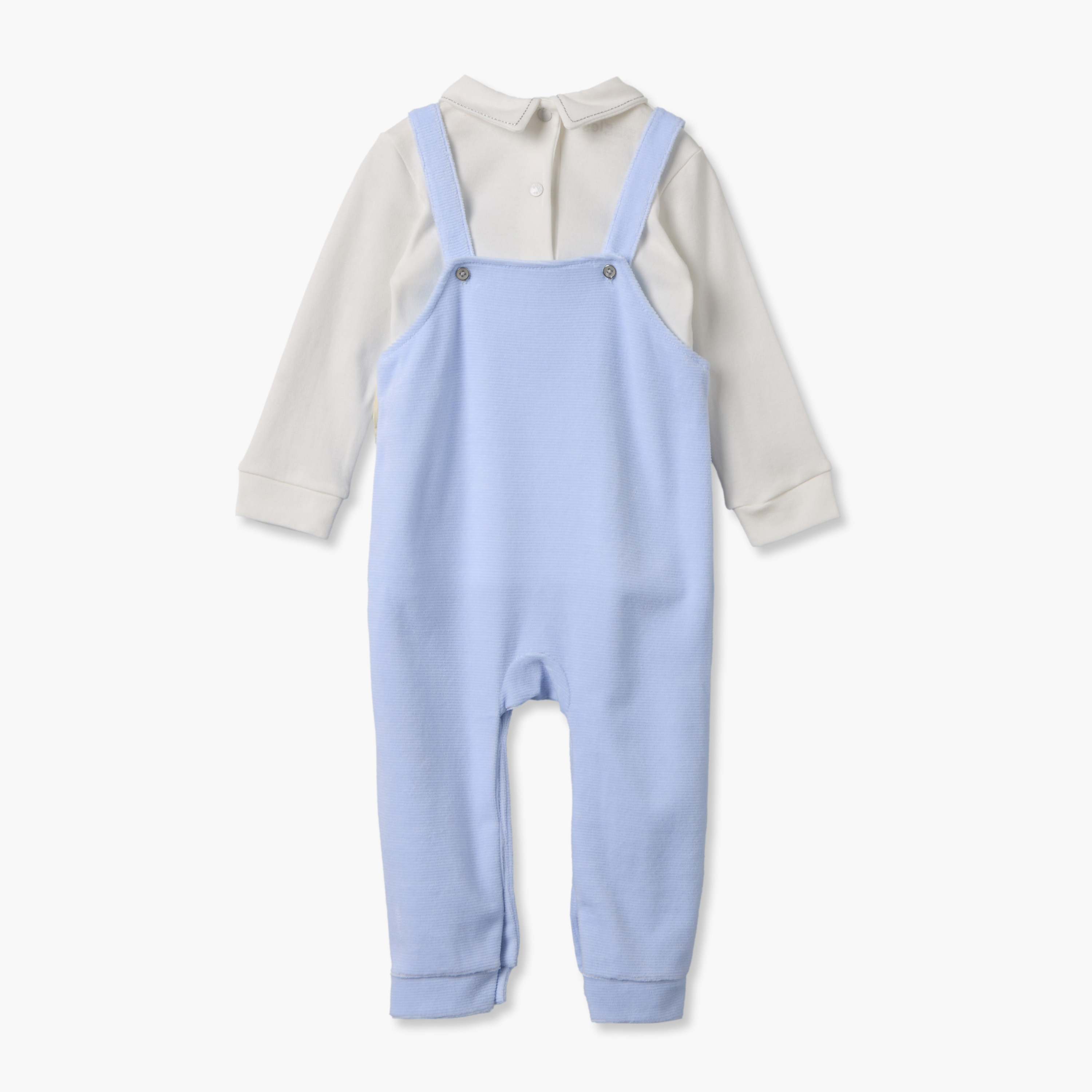 Giggles Collared Long Sleeves T-shirt and Dungaree Set with Embroidery-baby-boys-clothing-winterwear-setsandcoords-image-2