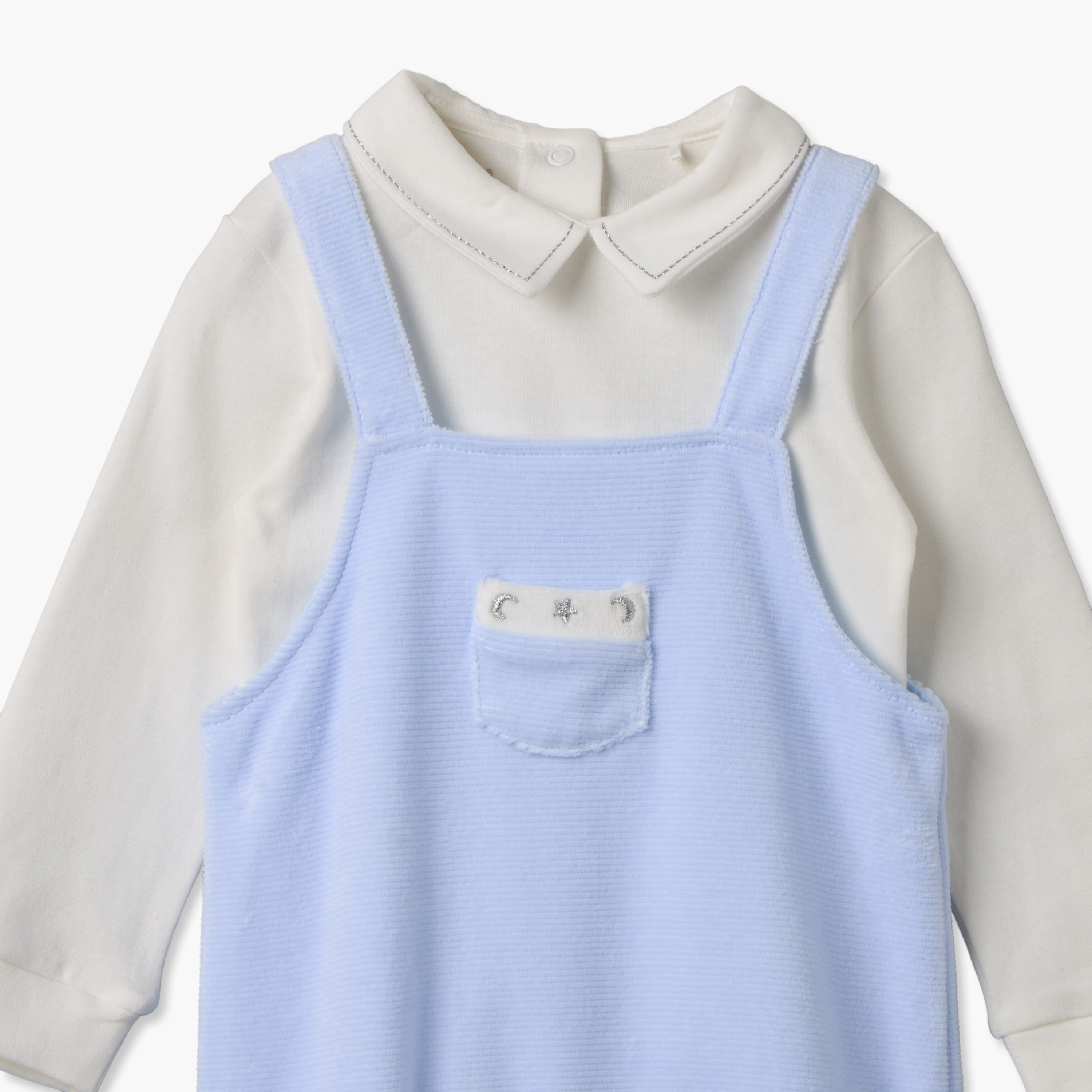 Giggles Collared Long Sleeves T-shirt and Dungaree Set with Embroidery-baby-boys-clothing-winterwear-setsandcoords-image-5
