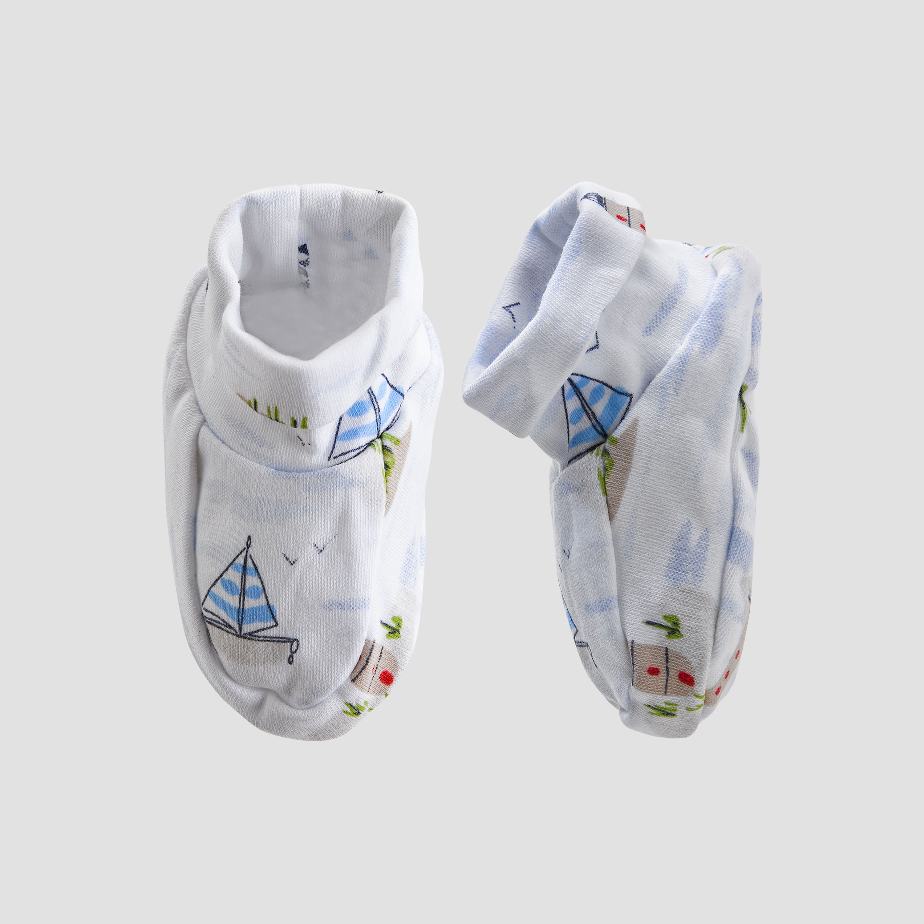 Pack of 2 Juniors Booties with Soft Knit, Nautical Design-baby-boys-shoes-booties-image-2