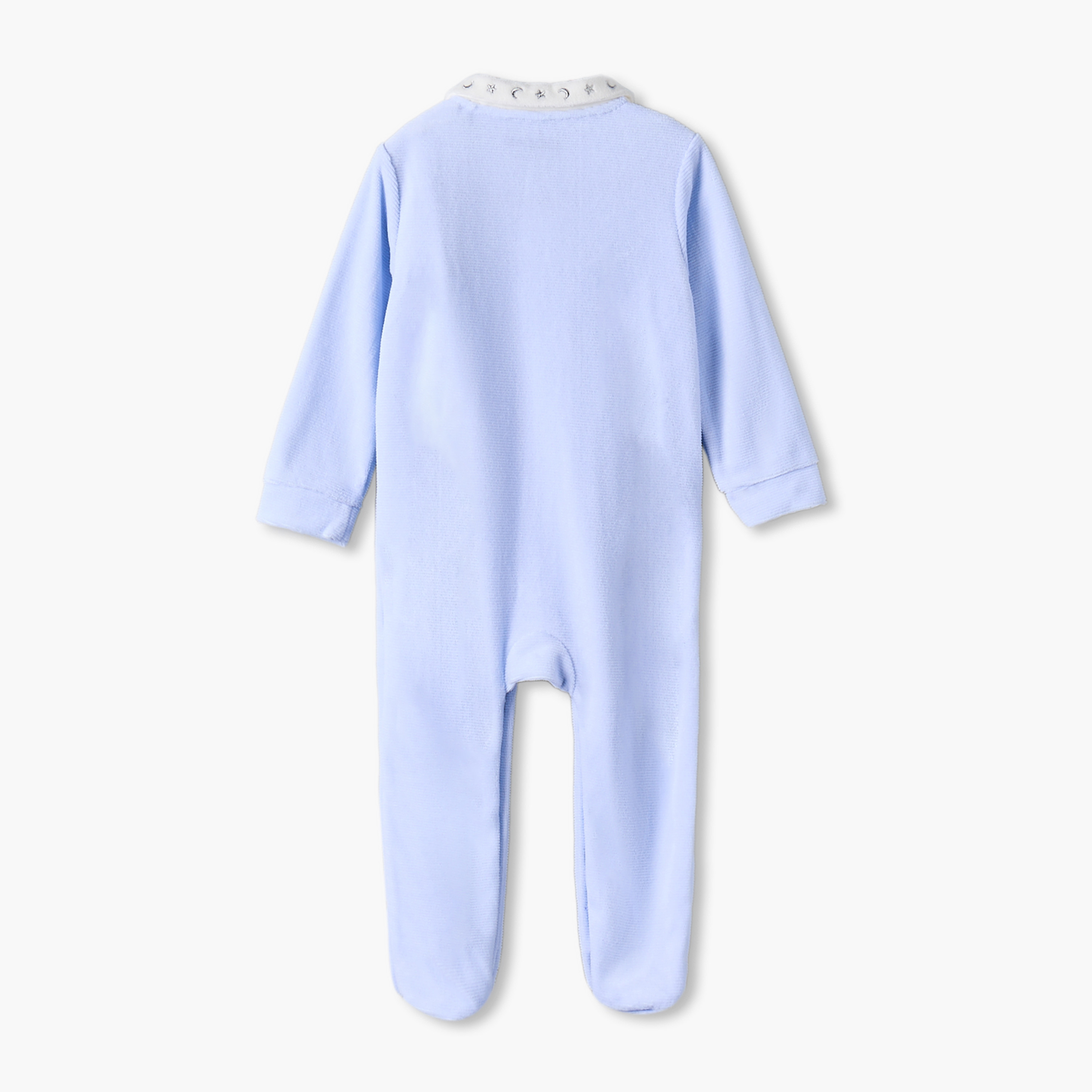Giggles Cotton Collared Long Sleeves Sleepsuit with Embroidery-baby-boys-clothing-nightwear-sleepsuits-image-2