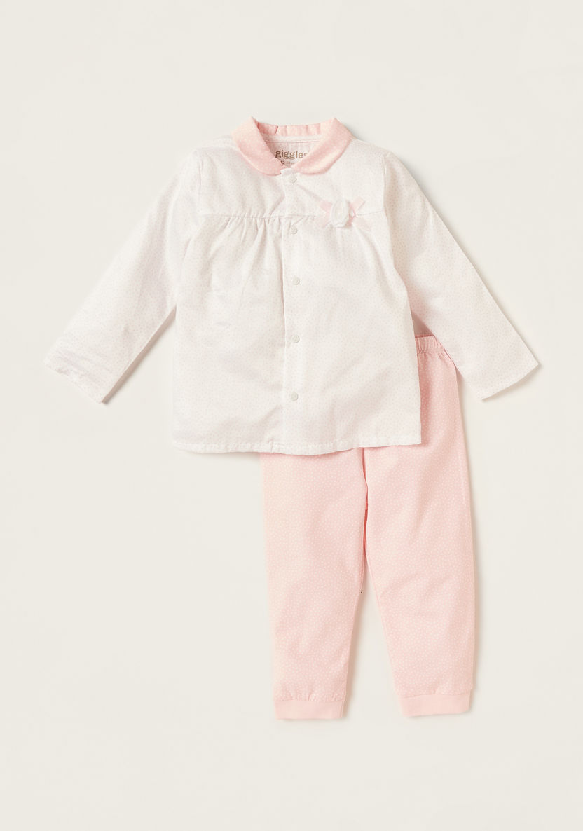 Giggles Printed Shirt and Full Length Pyjama Set-Pyjama Sets-image-0