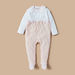 Giggles Textured Sleepsuit with Long Sleeves and Bow Applique Detail-Sleepsuits-thumbnail-0
