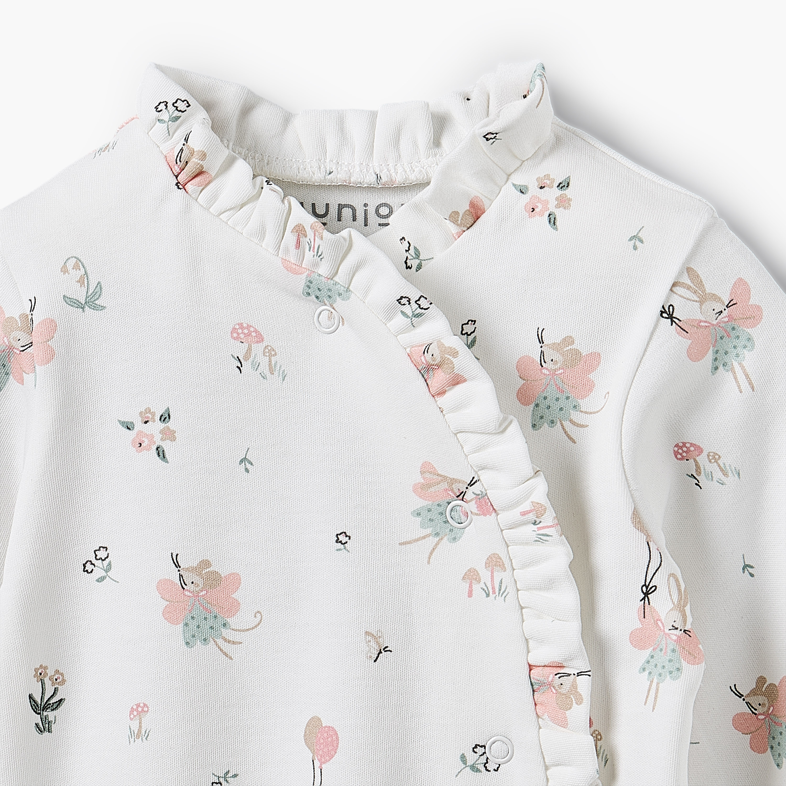 Juniors Ruffle Collar Long Sleeves Sleepsuit with Print-baby-girls-clothing-nightwear-sleepsuits-image-3