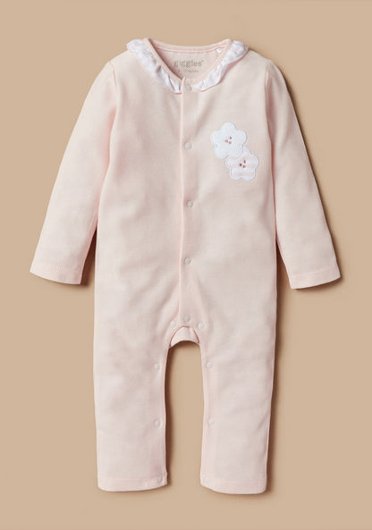 Giggles Flower Applique Sleepsuit with Long Sleeves-Sleepsuits-image-0